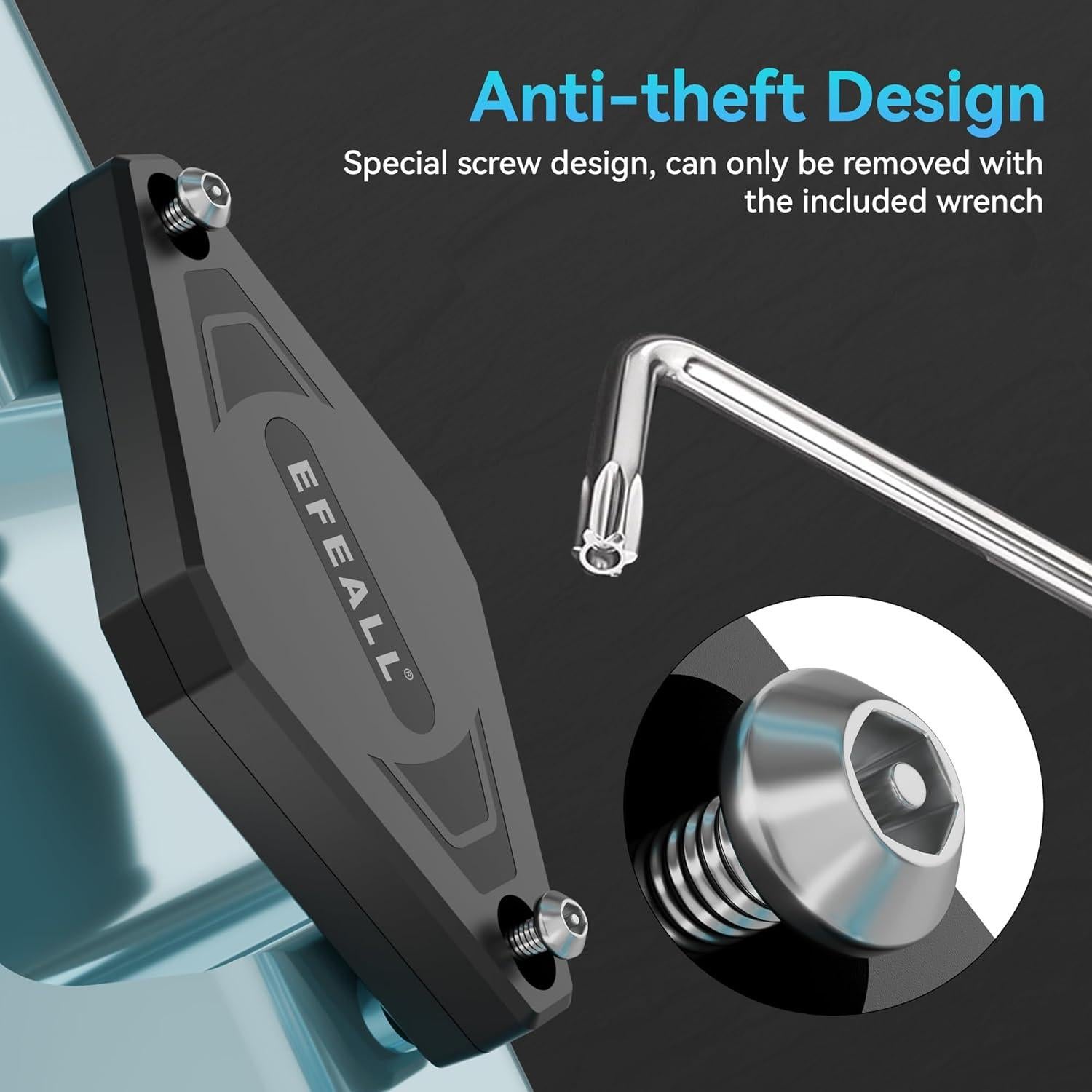 Soporte para bicicleta EFEALL para AirTag oculto negro