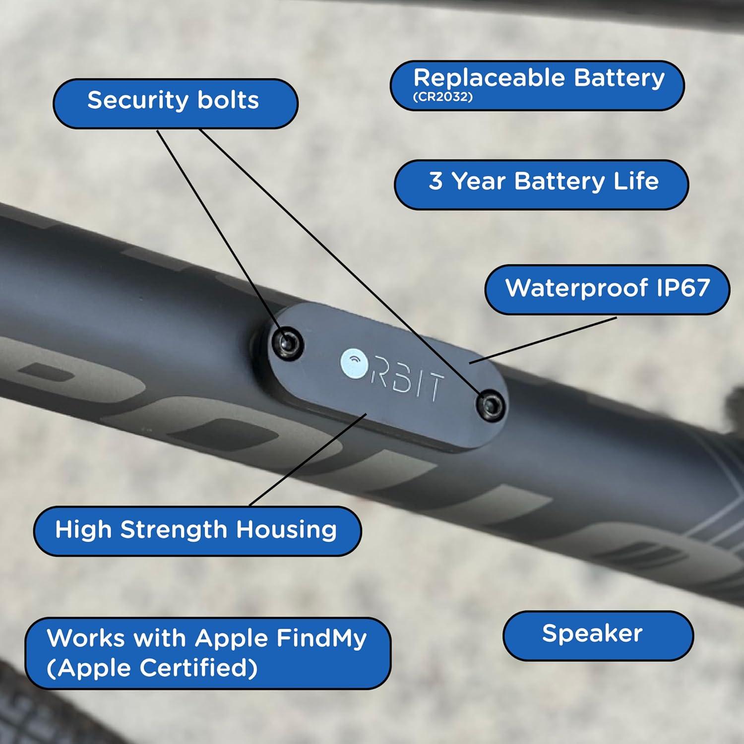 Rastreador de Bicicleta Orbit Velo con Apple Find My - Impermeable