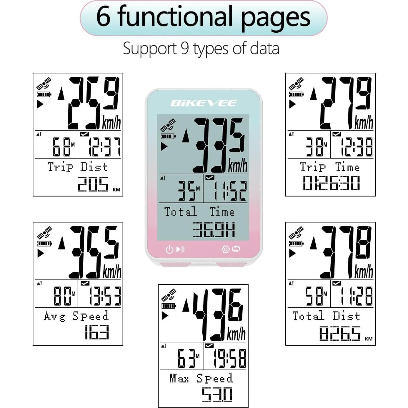 Computadora de Bicicleta GPS Bikevee BKV310AB 2.4" LCD IPX7