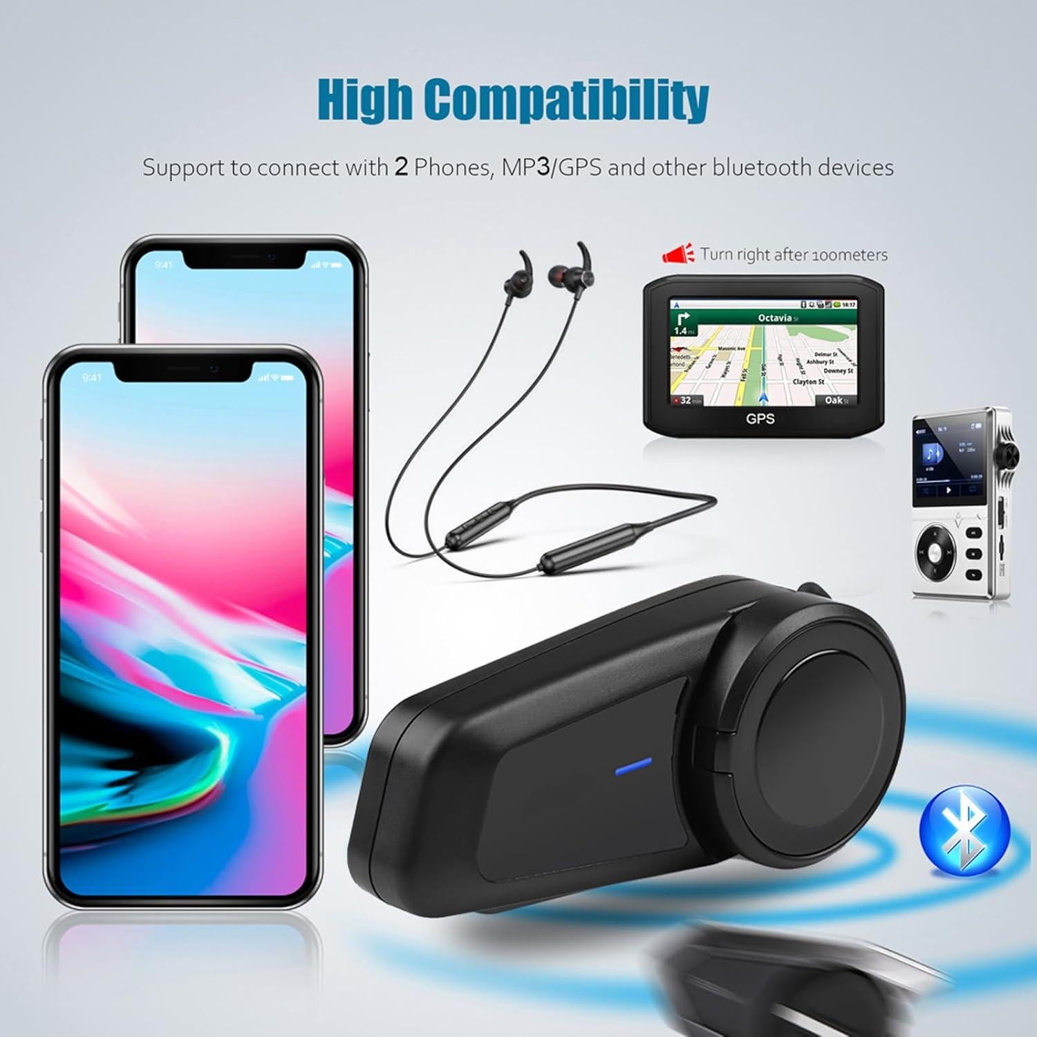 Intercomunicador Bluetooth QSPORTPEAK M2 para Motocicleta