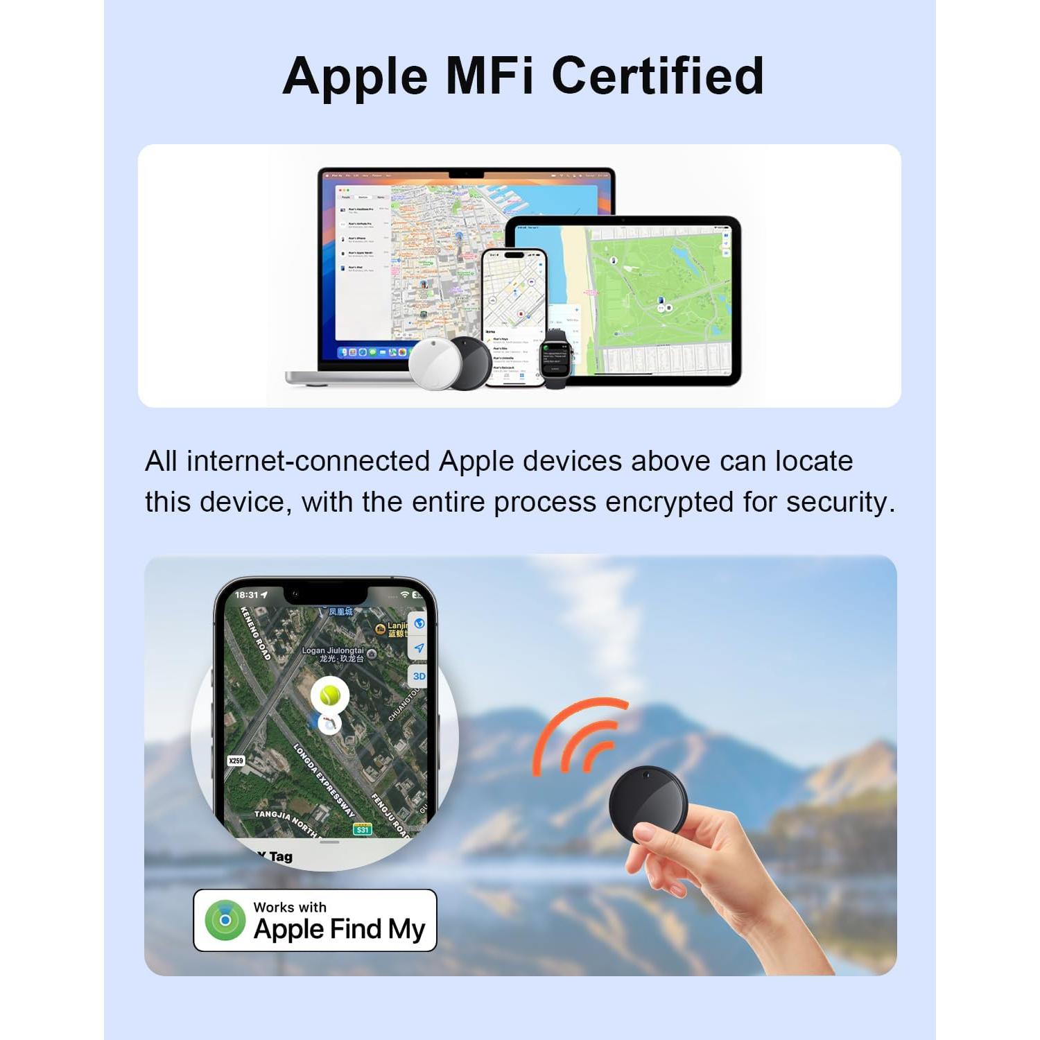 Rastreador Bluetooth Nutale F20X para Apple Find My - 4 Piezas