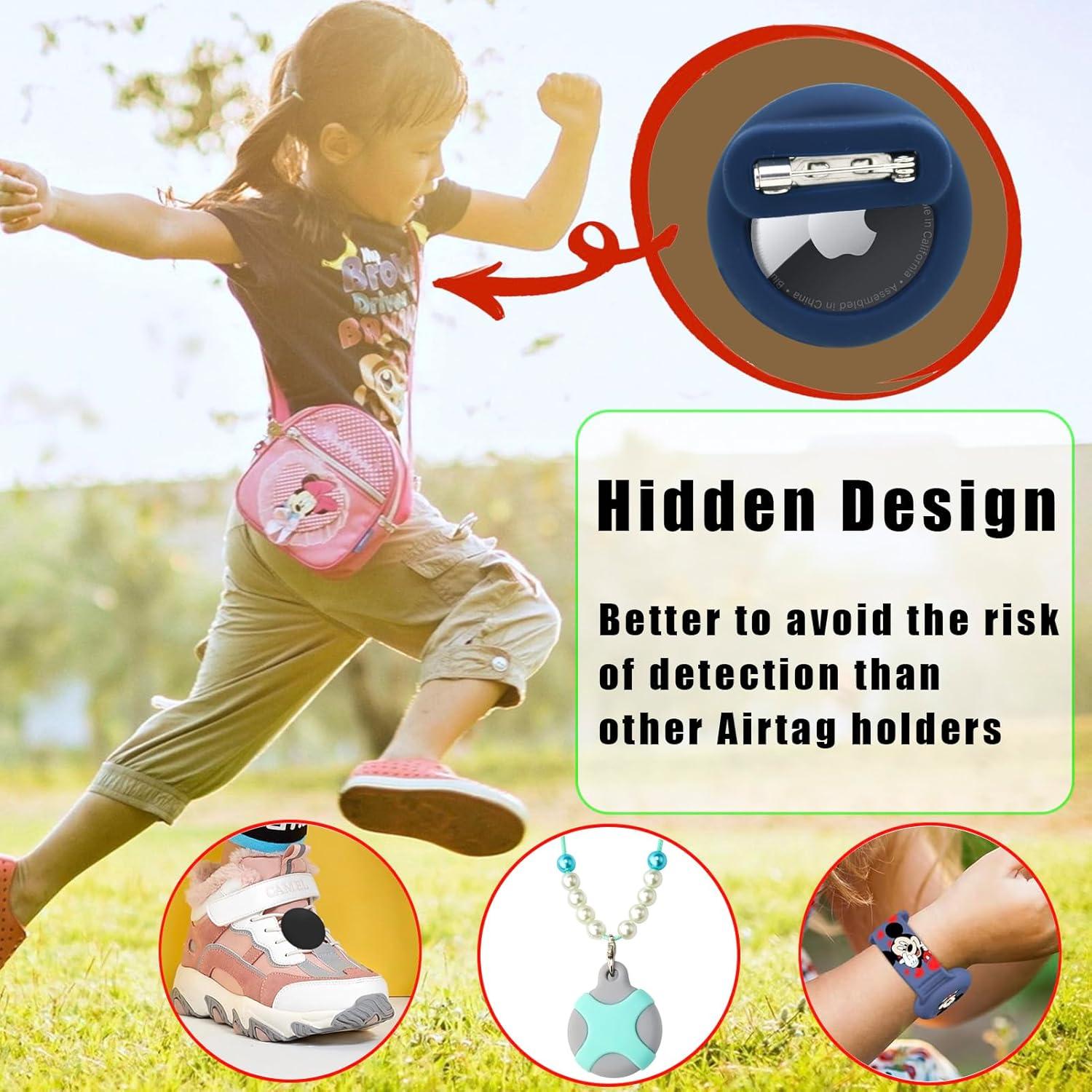 Soporte oculto para Airtag SEEHOM - 2 unidades, silicona, negro y azul