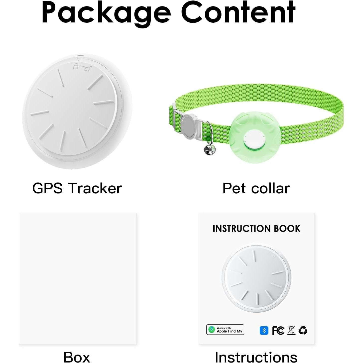 Rastreador GPS para Gatos ZFSJTAG con Collar Verde, Sin Cuota