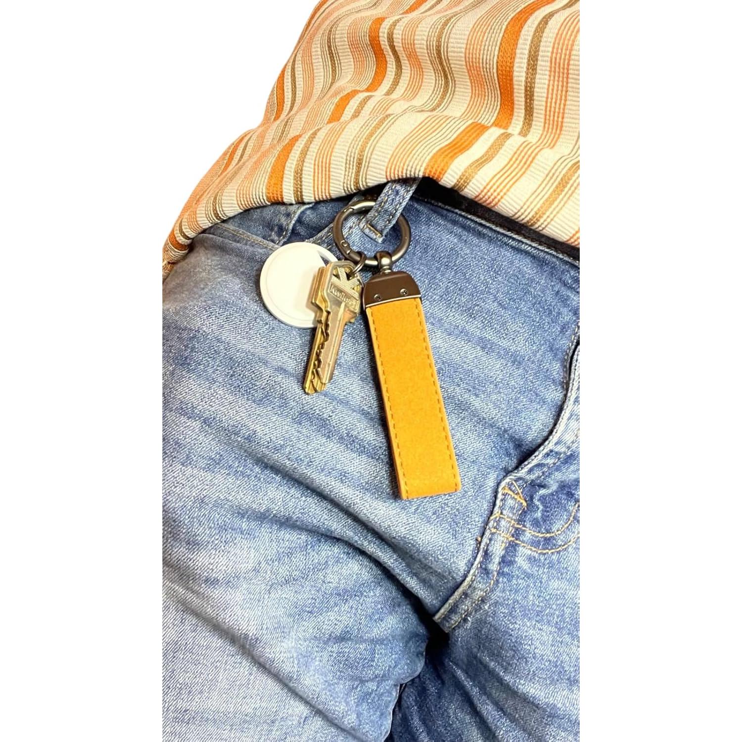 Dispositivo de Seguimiento GPS con Llavero de Cuero - Blanco