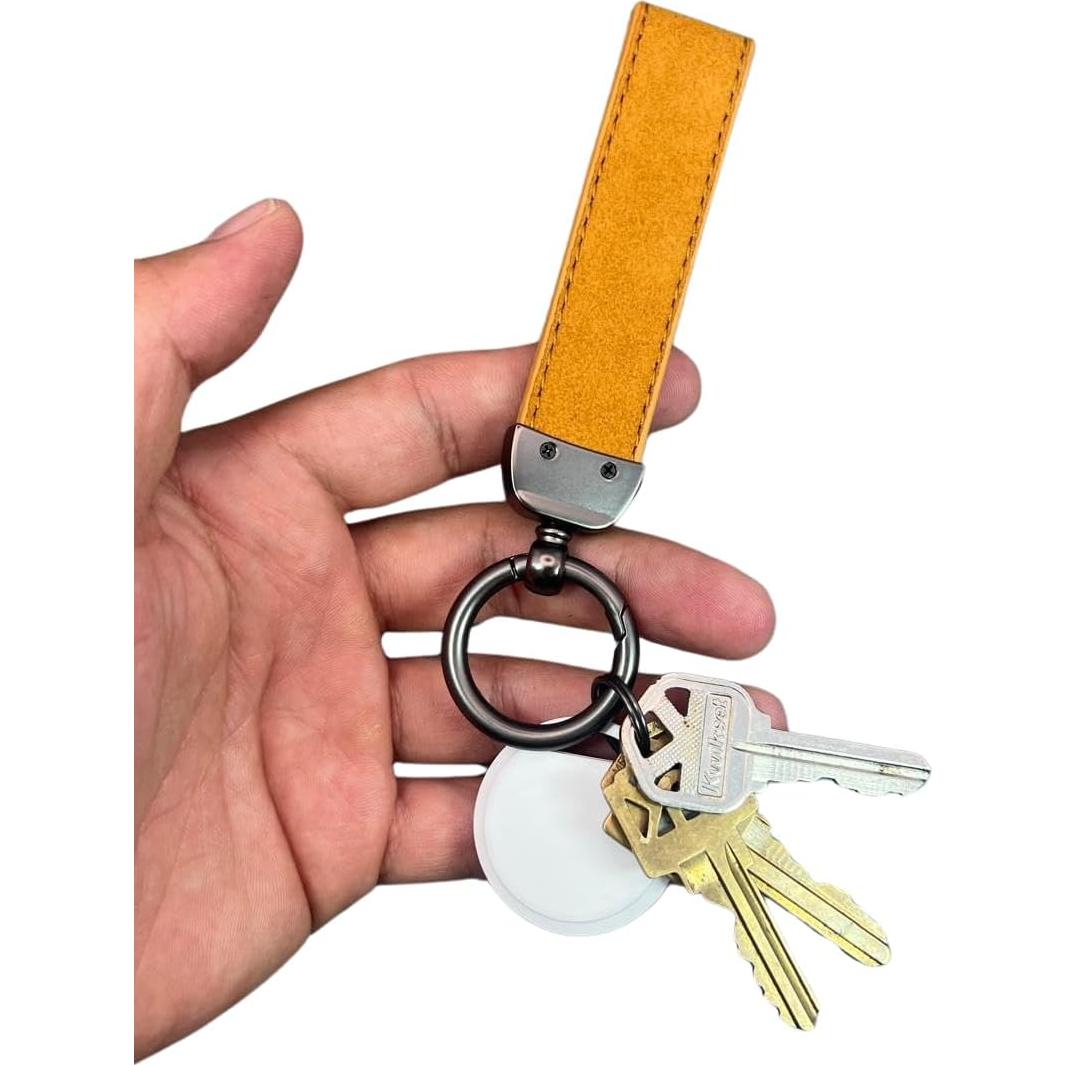 Dispositivo de Seguimiento GPS con Llavero de Cuero - Blanco