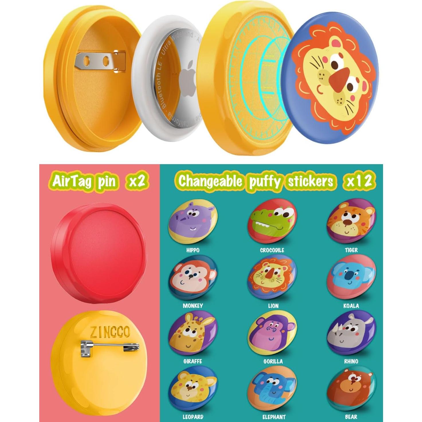 Paquete de 2 fundas para AirTag ZINCCO con tema animal