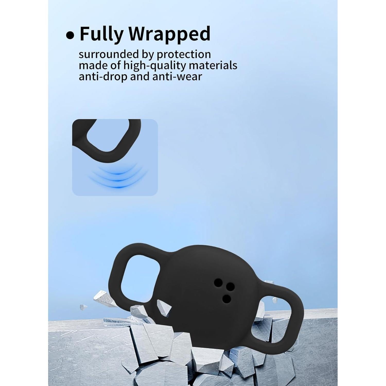 Funda Silicona Telylou Air Tag Rastreador Bluetooth - Negro (2 Pzas)