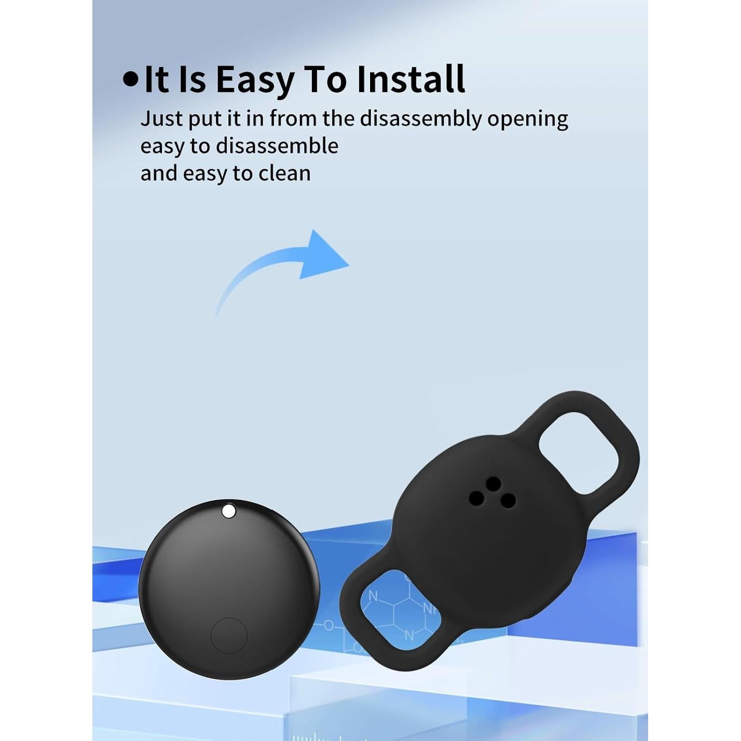 Funda Silicona Telylou Air Tag Rastreador Bluetooth - Negro (2 Pzas)