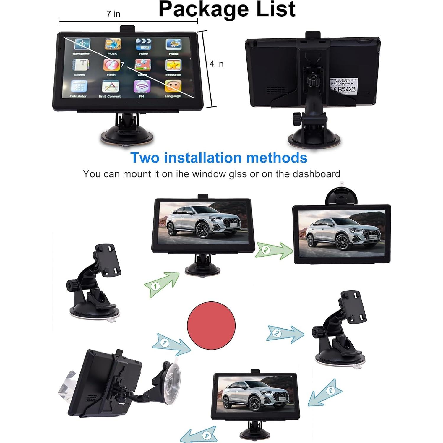 Navegador GPS para coche ZoLLa X7 7" HD con mapas 2025