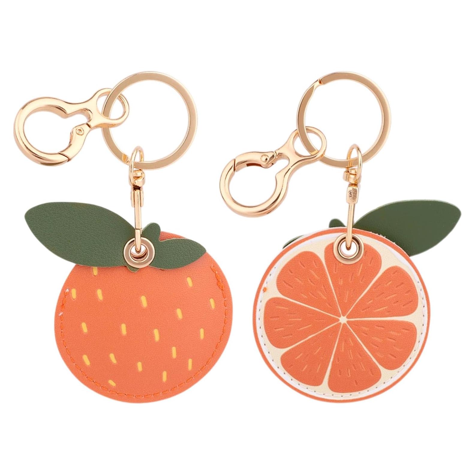 Llavero de Cuero Naranja Lasuroa para AirTag - Impermeable y Antirayaduras