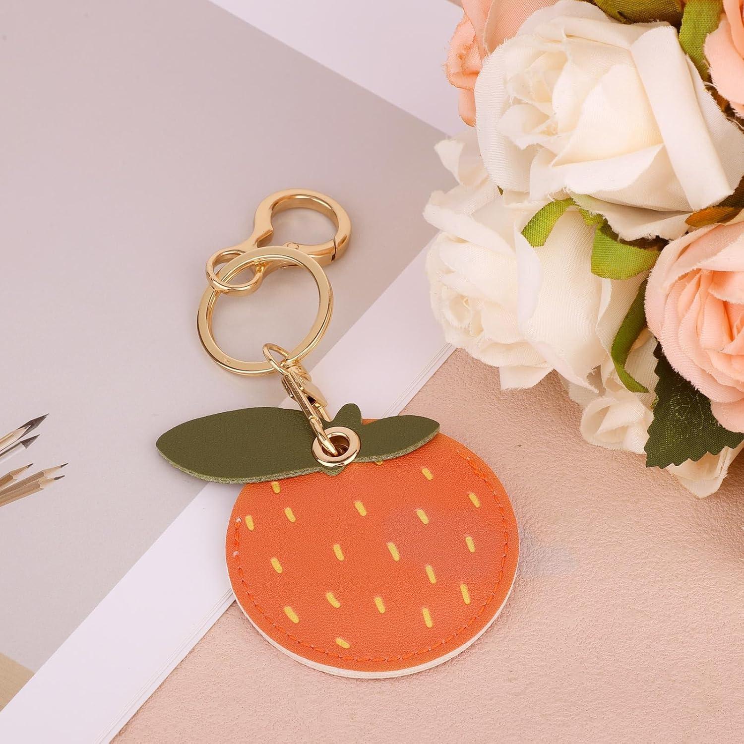 Llavero de Cuero Naranja Lasuroa para AirTag - Impermeable y Antirayaduras