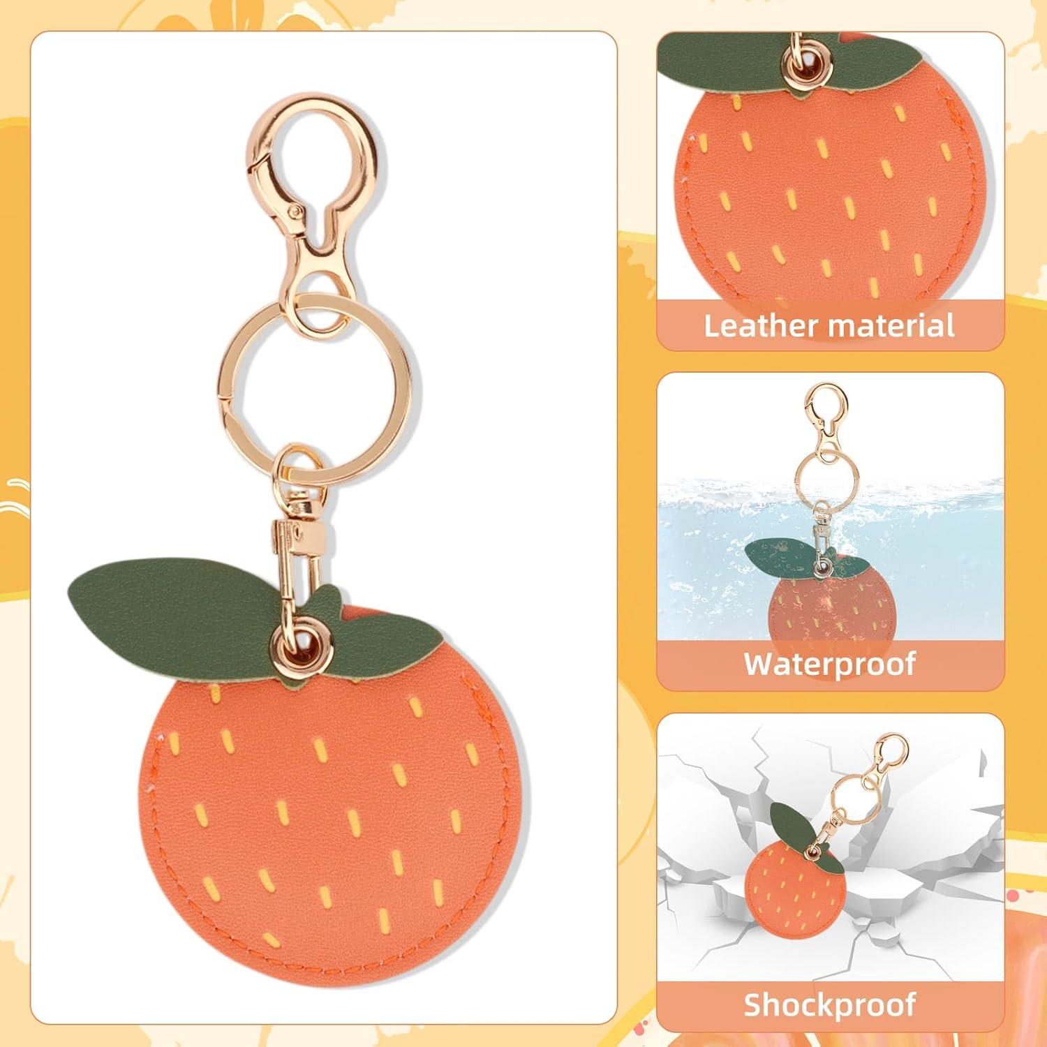 Llavero de Cuero Naranja Lasuroa para AirTag - Impermeable y Antirayaduras