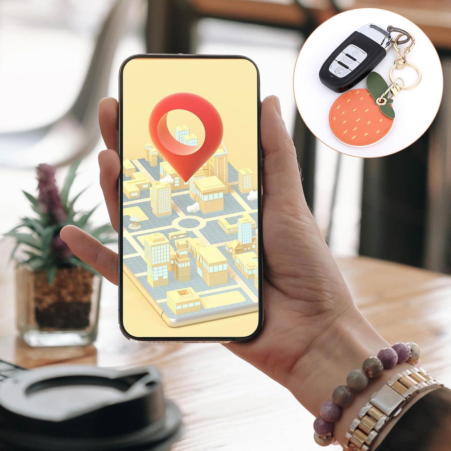 Llavero de Cuero Naranja Lasuroa para AirTag - Impermeable y Antirayaduras