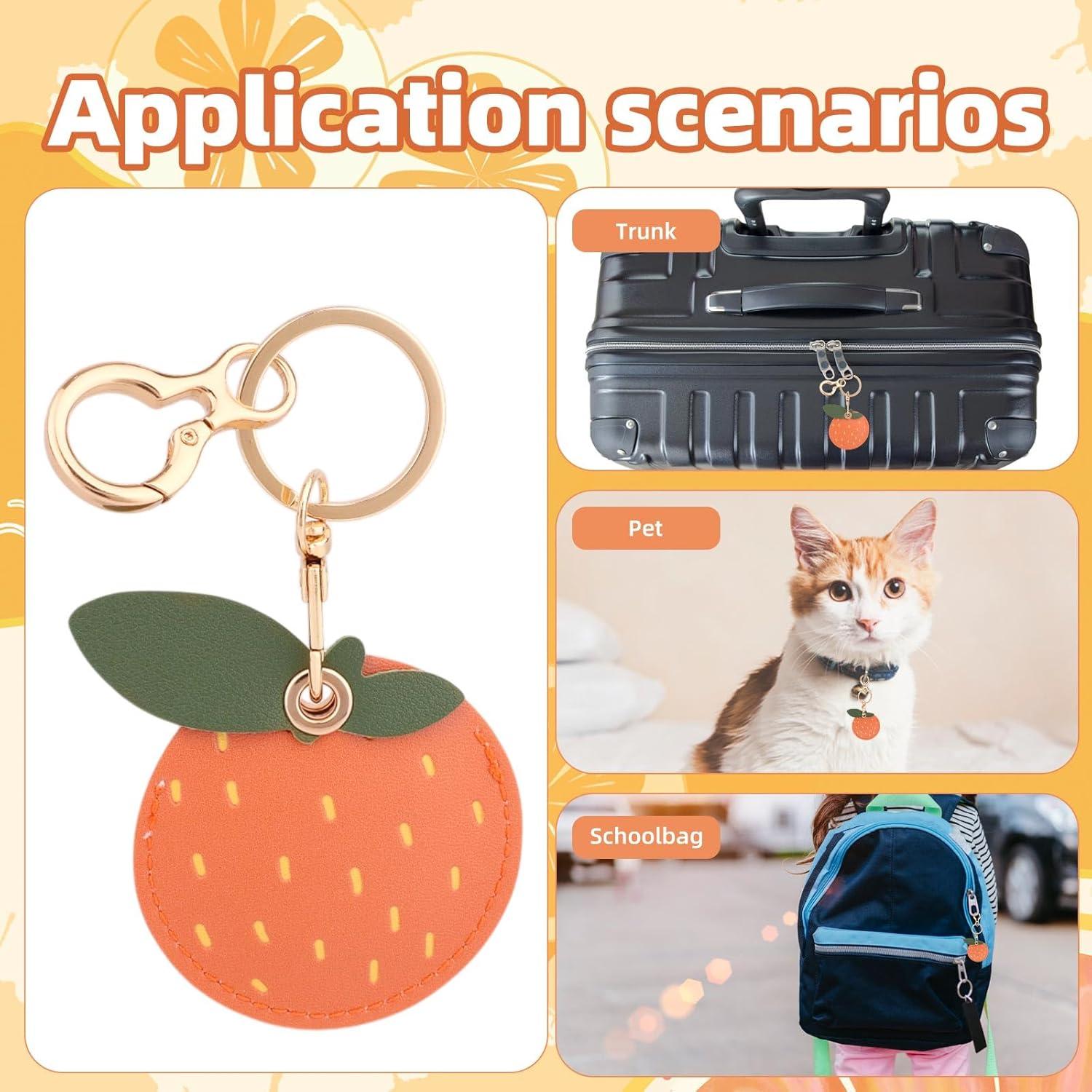 Llavero de Cuero Naranja Lasuroa para AirTag - Impermeable y Antirayaduras