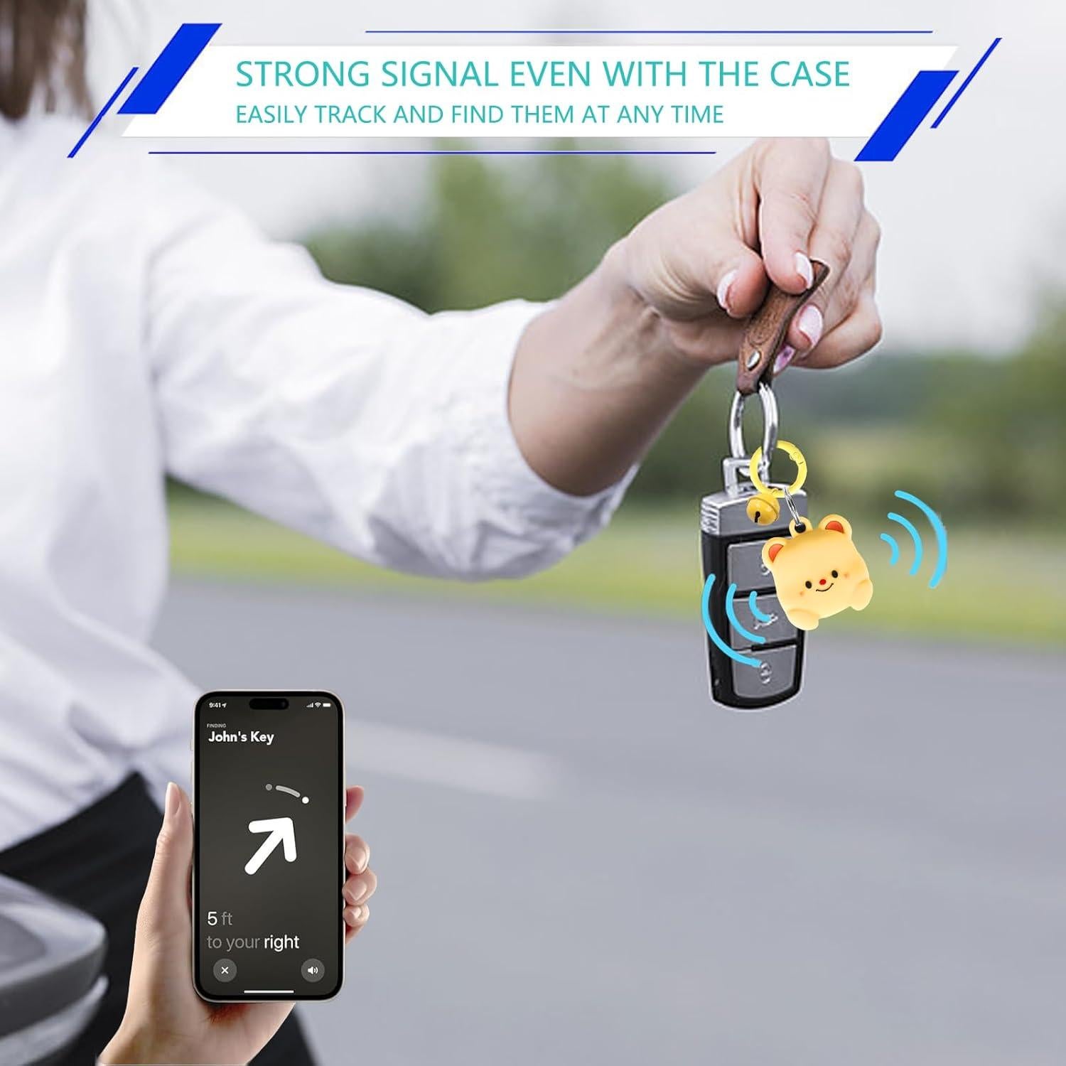 Soporte para Llavero AirTag Kayxexc - Funda Silicona Osos Pareja