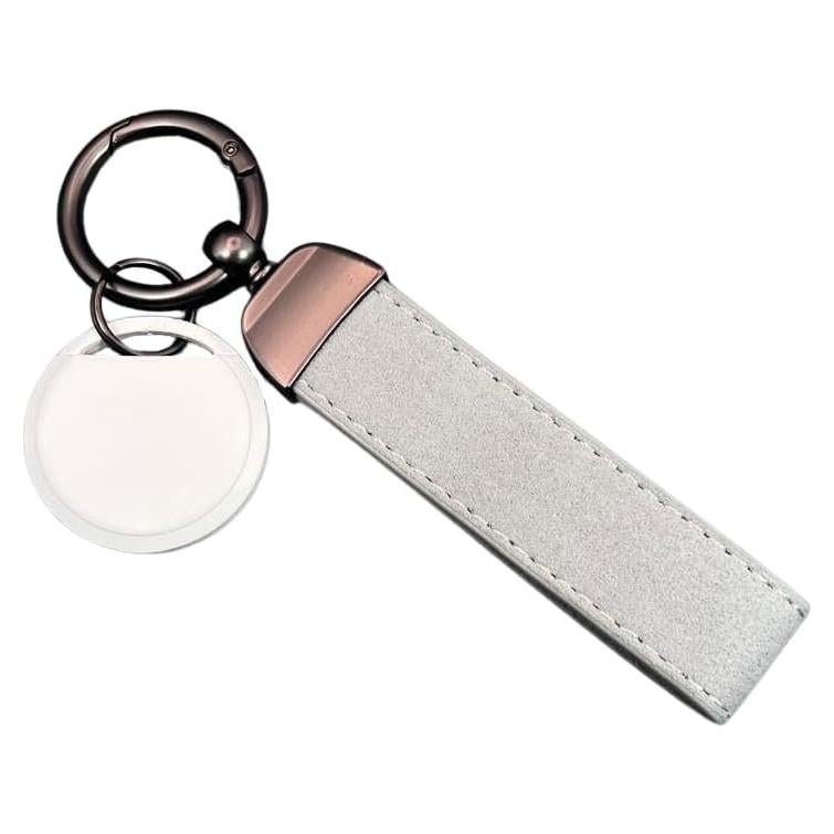 Dispositivo de Seguimiento GPS con Llavero de Cuero Blanco