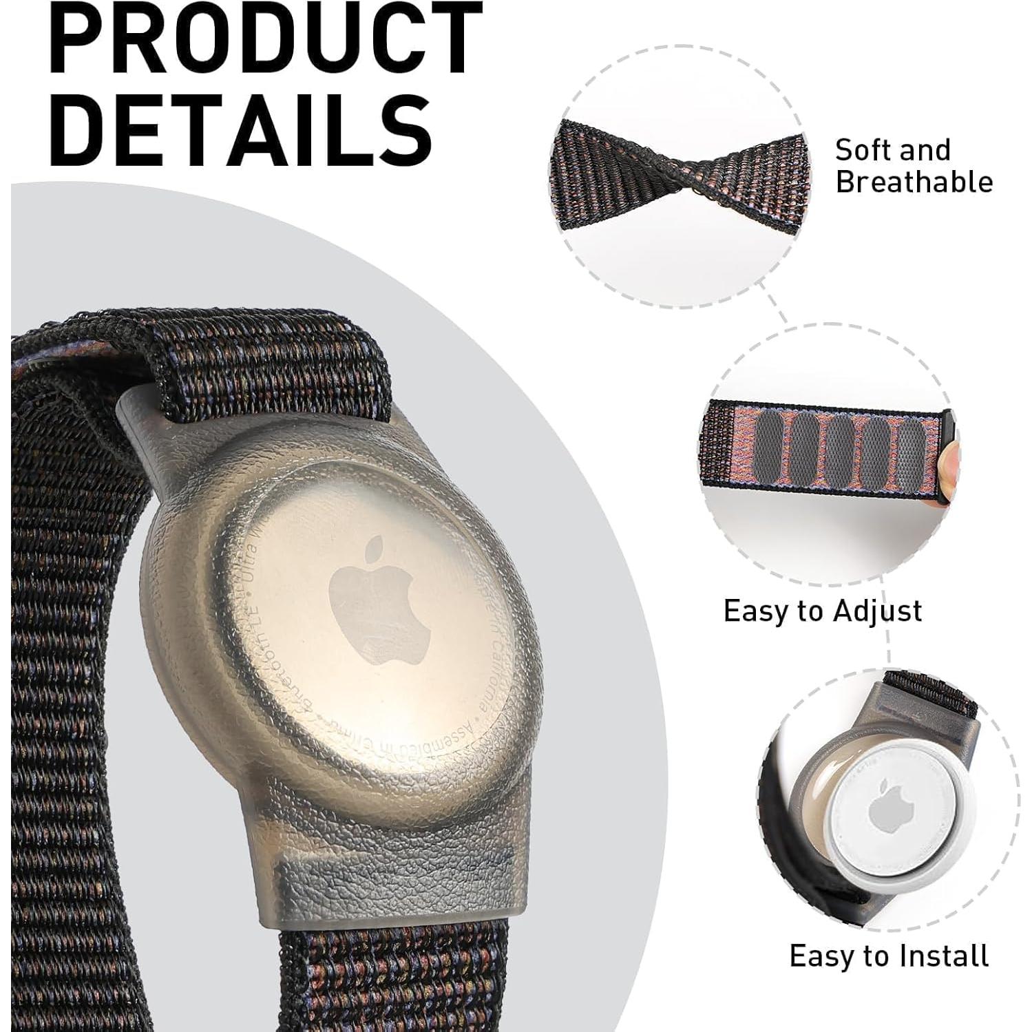 Adjustable Kids Safety Wristband - Soft Knit Nylon Strap with Secure Holder for Airtag Smart Tag Device, Anti-Lost GPS Tracker Bracelet for Children & Seniors (1 Pack, Blue)