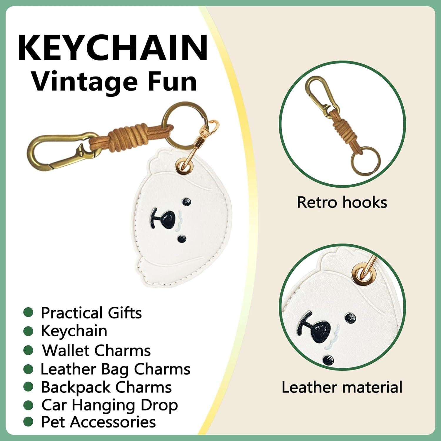 Encanto de Bolsa de Cuero DHUJBFF para Air Tag - Lindo Perro