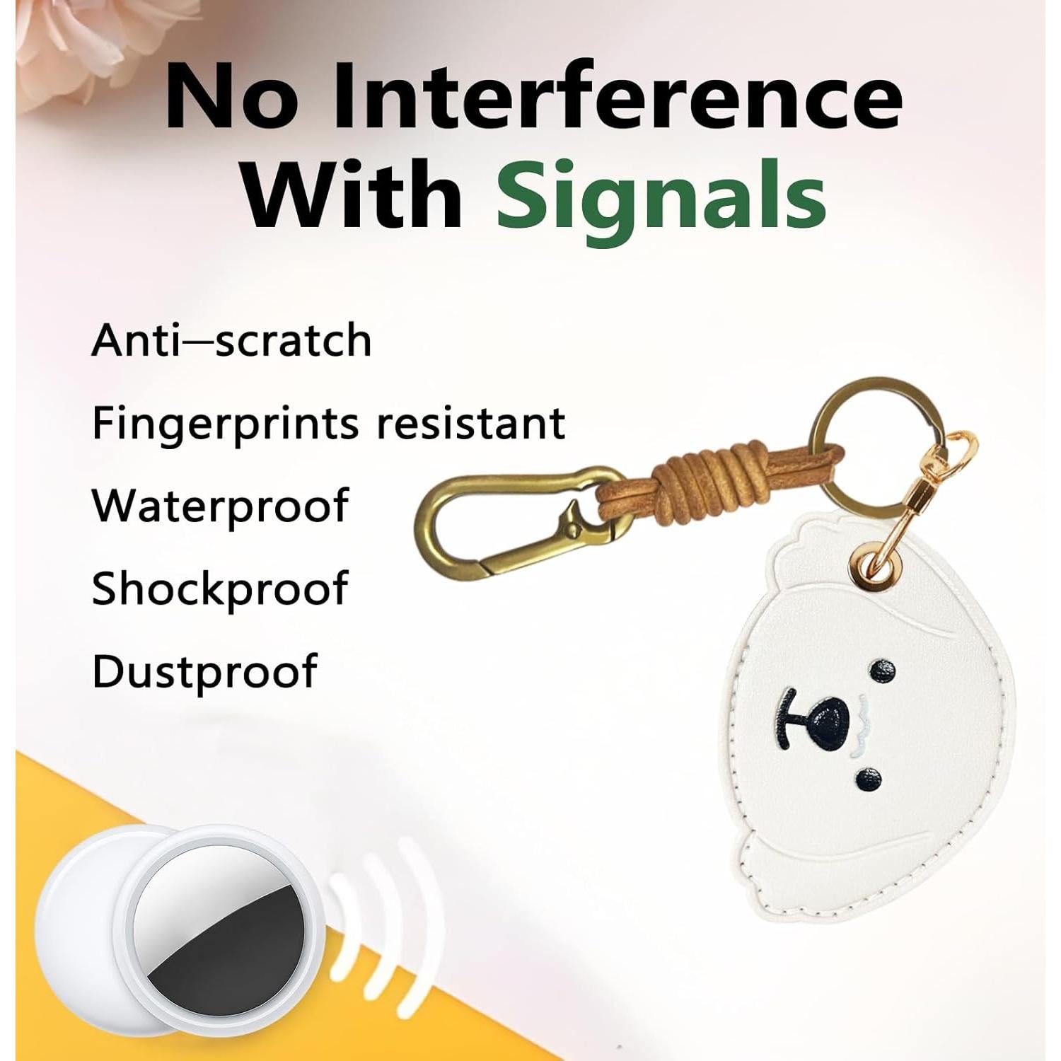 Encanto de Bolsa de Cuero DHUJBFF para Air Tag - Lindo Perro