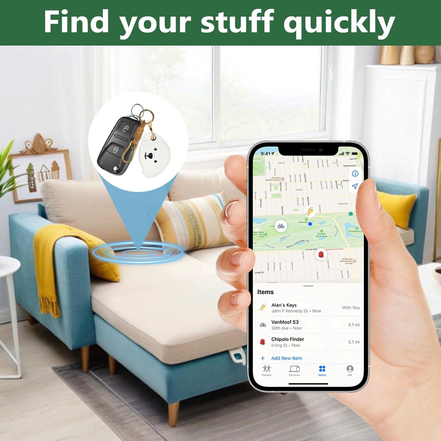 Encanto de Bolsa de Cuero DHUJBFF para Air Tag - Lindo Perro