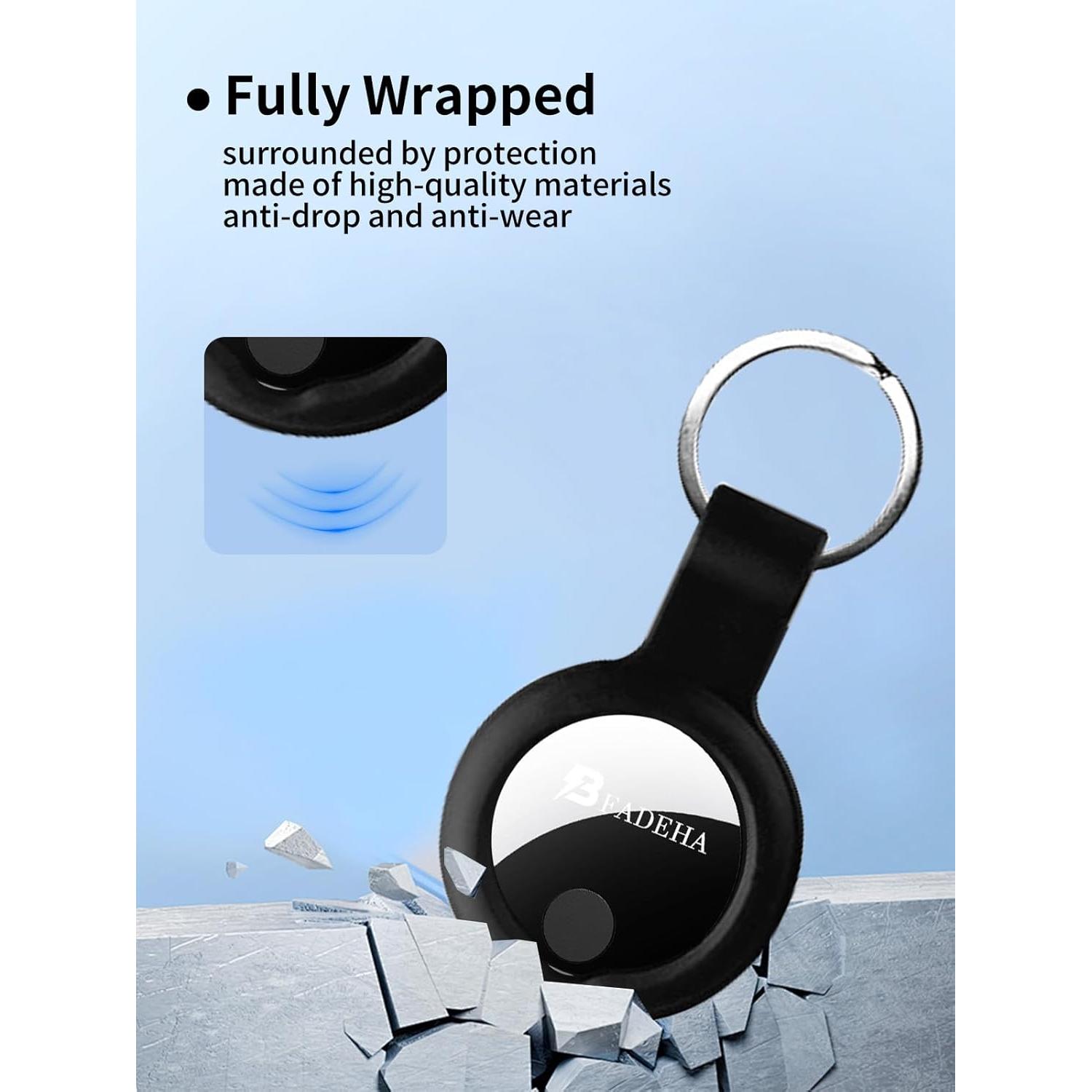 Funda de Silicona BFADEHA para Air Tags - Protección Antigolpes Negra (2 Unidades)