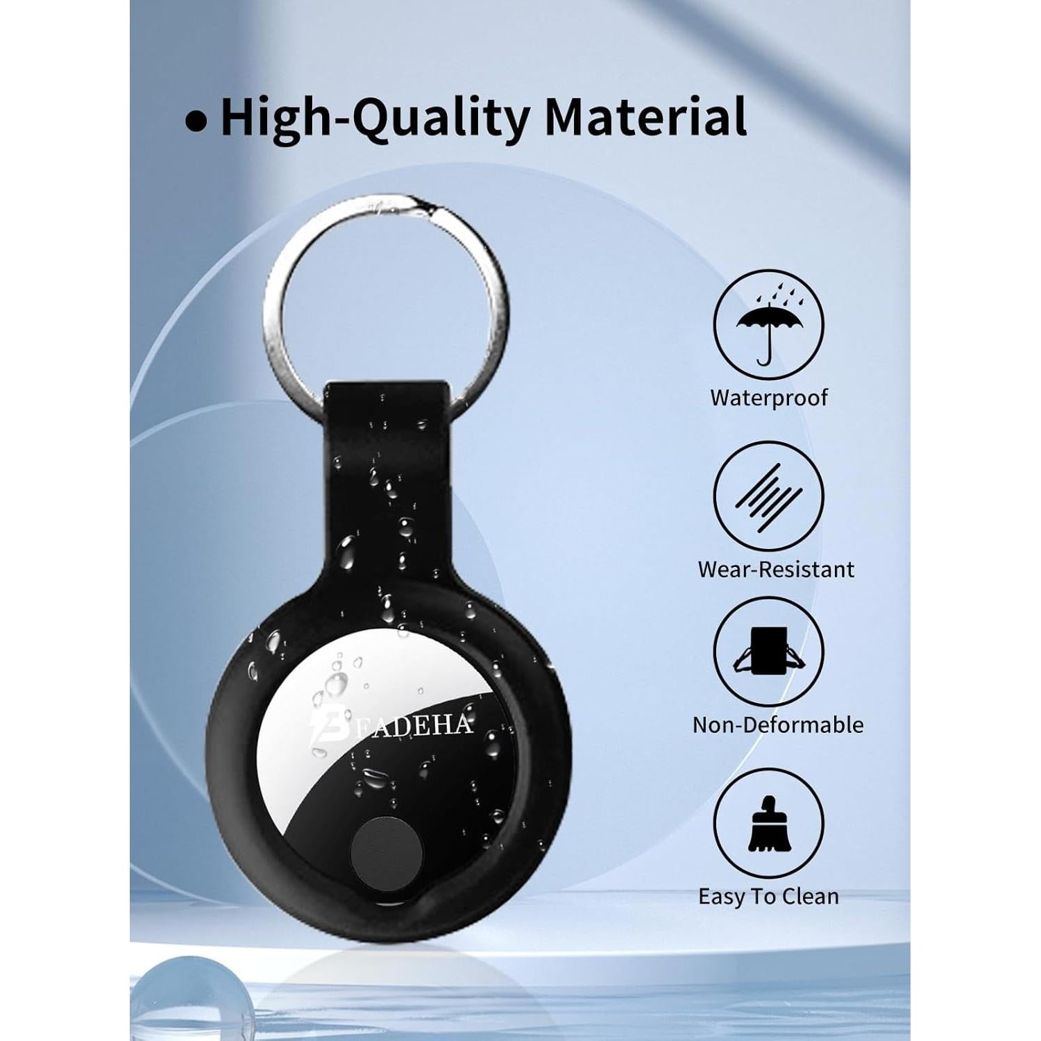 Funda de Silicona BFADEHA para Air Tags - Protección Antigolpes Negra (2 Unidades)