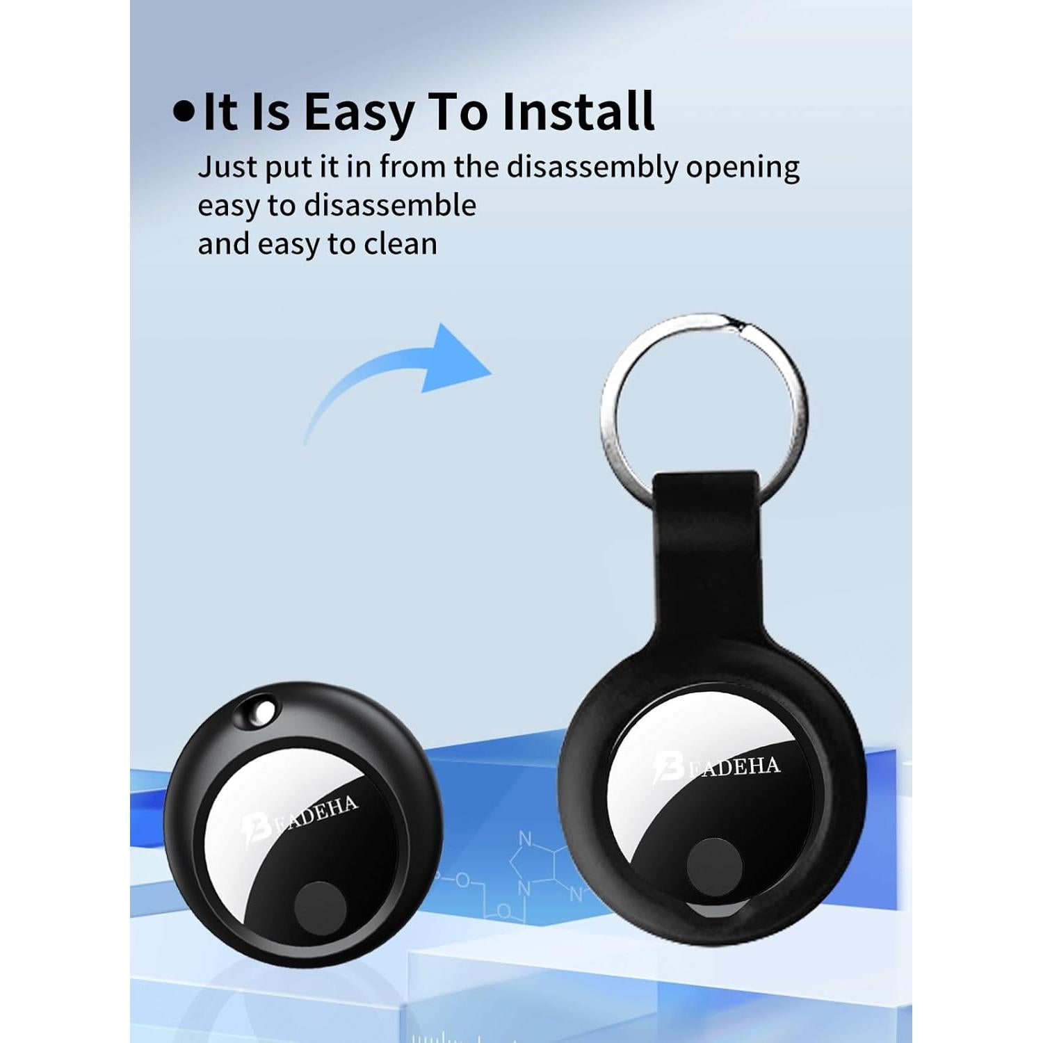 Funda de Silicona BFADEHA para Air Tags - Protección Antigolpes Negra (2 Unidades)