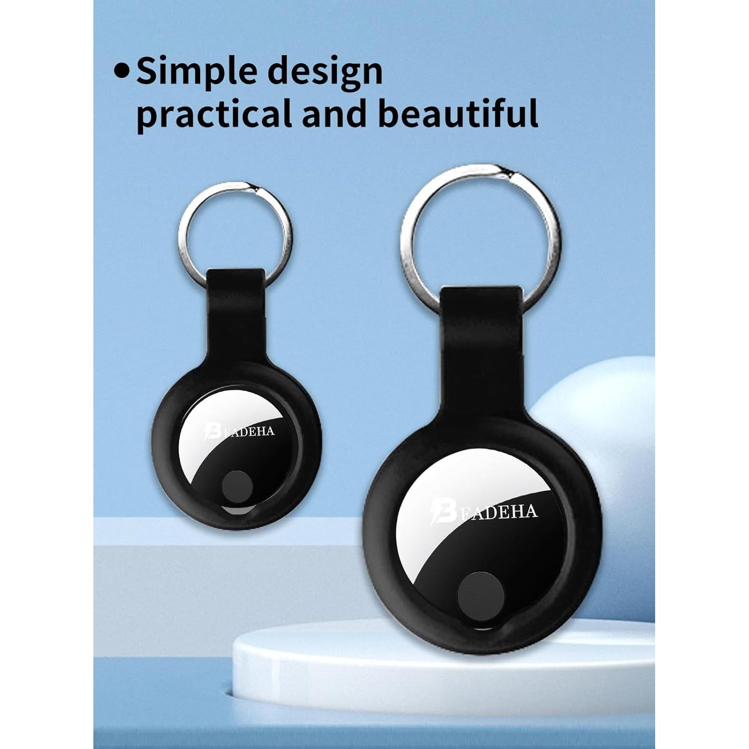 Funda de Silicona BFADEHA para Air Tags - Protección Antigolpes Negra (2 Unidades)