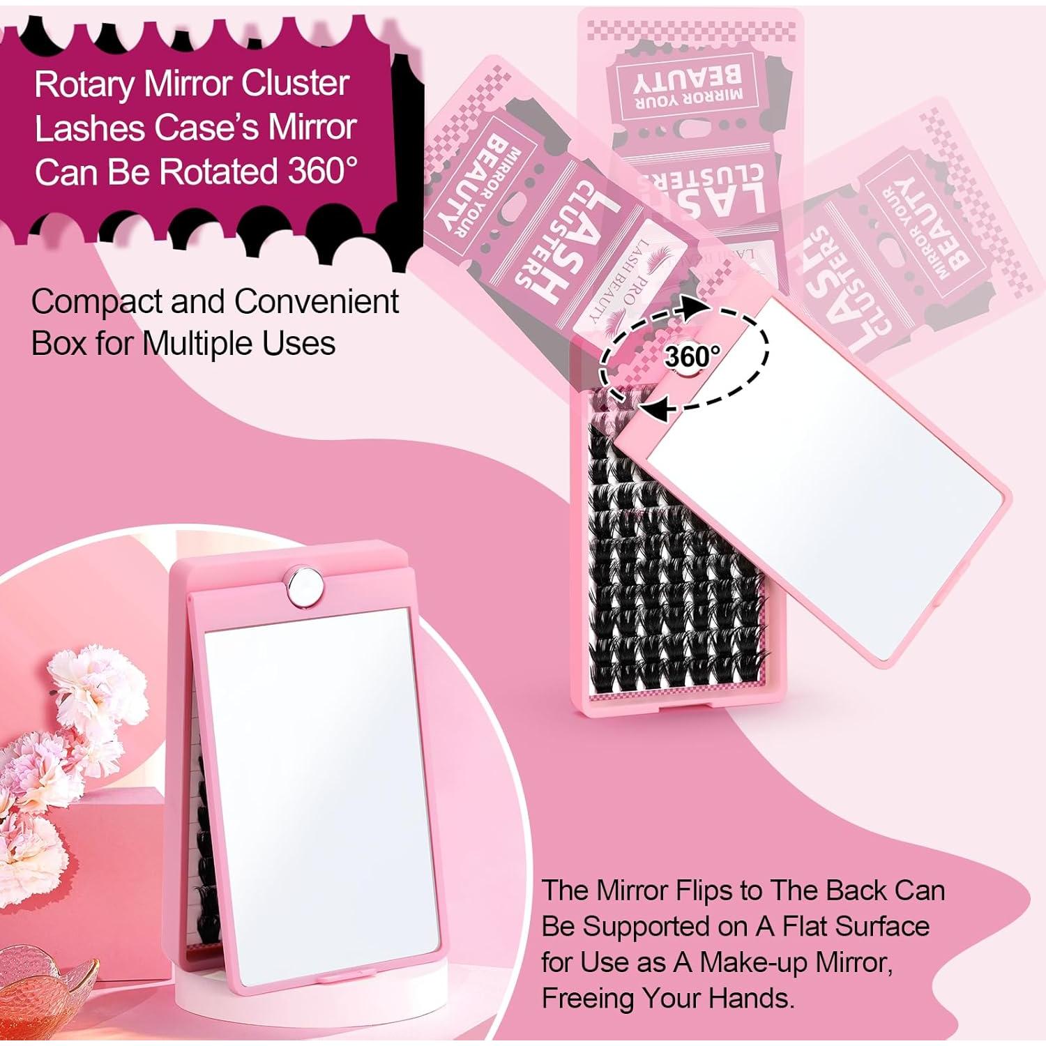 Racimos de Pestañas PRO LASHBEAUTY 84Pcs Estuche Espejo