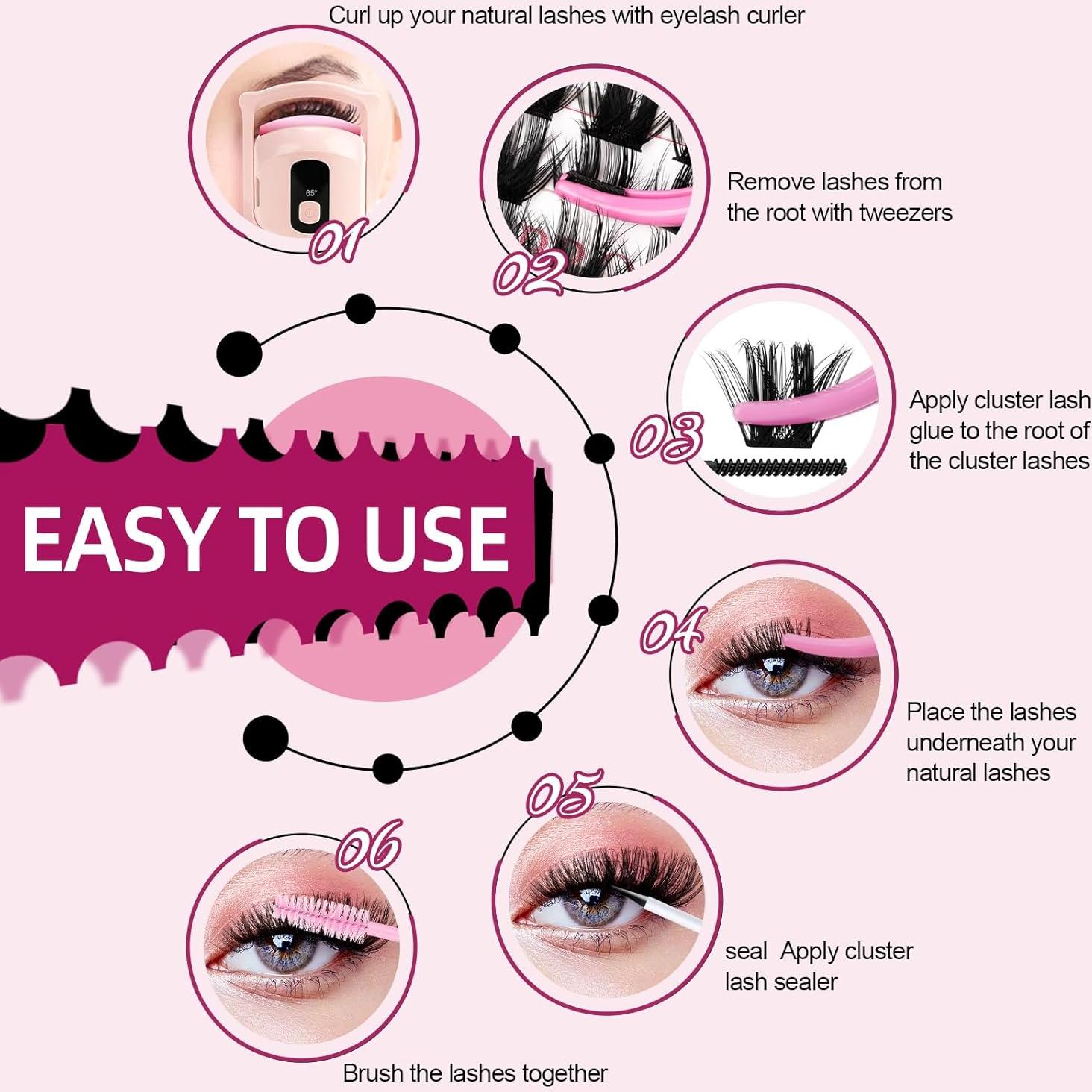 Racimos de Pestañas PRO LASHBEAUTY 84Pcs Estuche Espejo