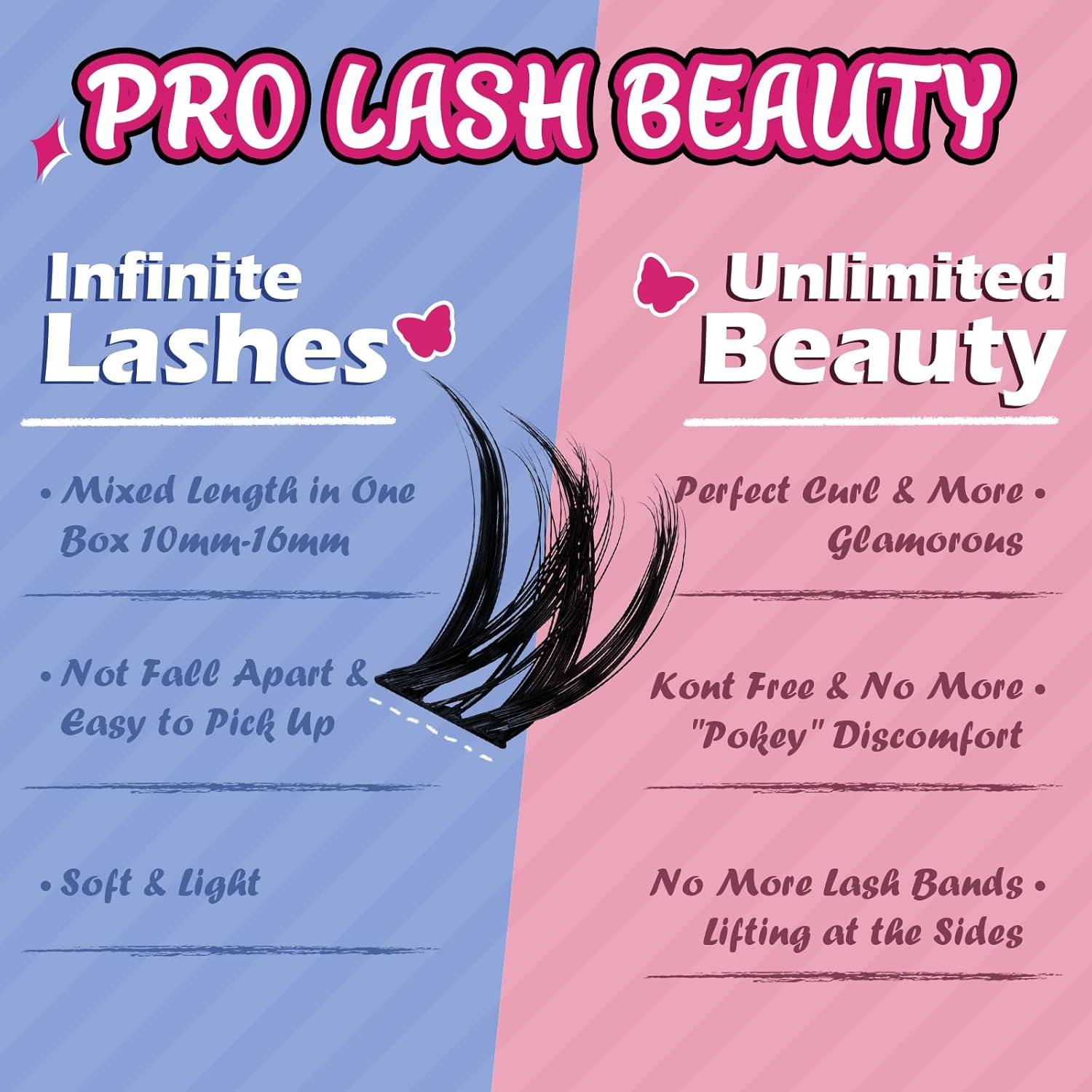 Pestañas en Racimo PRO LashBeauty 48 Pcs 10-16mm Reutilizables