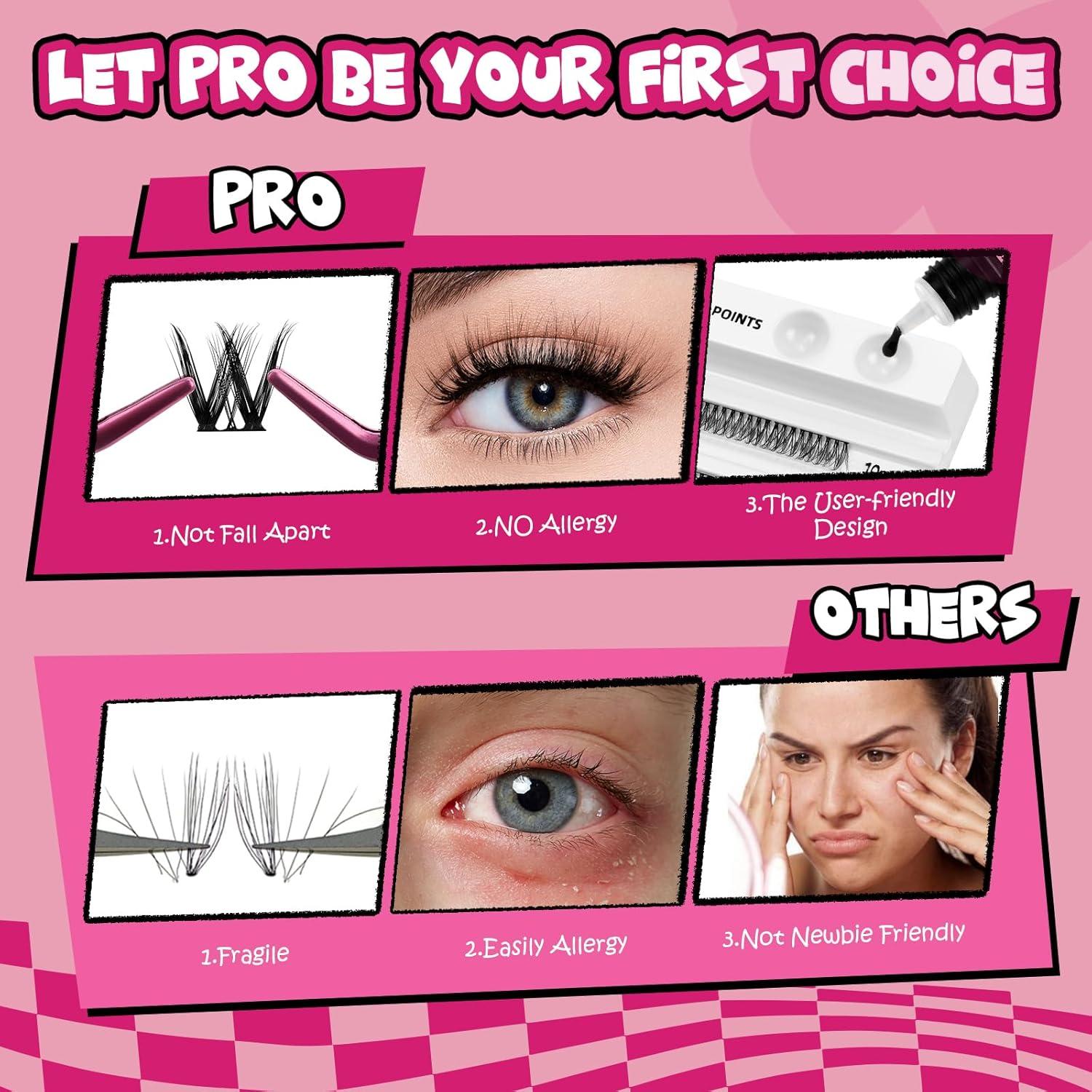 Pestañas en Racimo PRO LashBeauty 48 Pcs 10-16mm Reutilizables