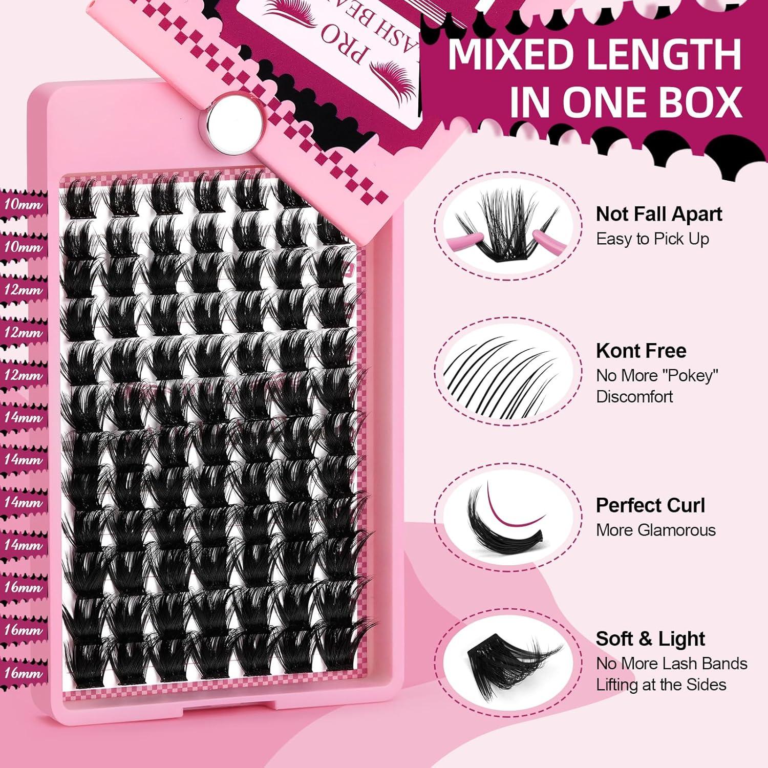 Racimos de Pestañas PRO LASHBEAUTY 84Pcs Estuche Espejo