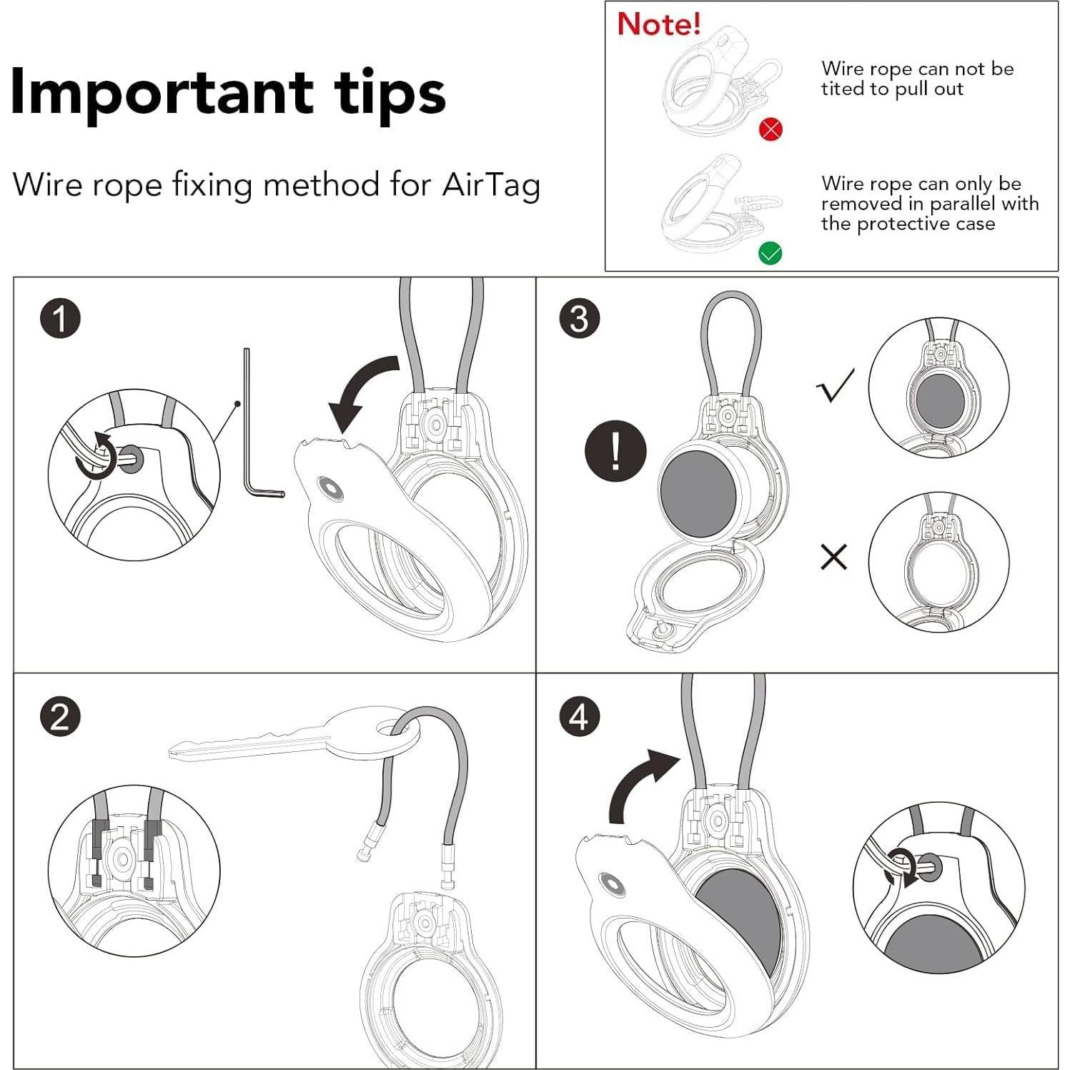 Soporte Seguro para Apple AirTag Tofeer - 4 Piezas con Cable