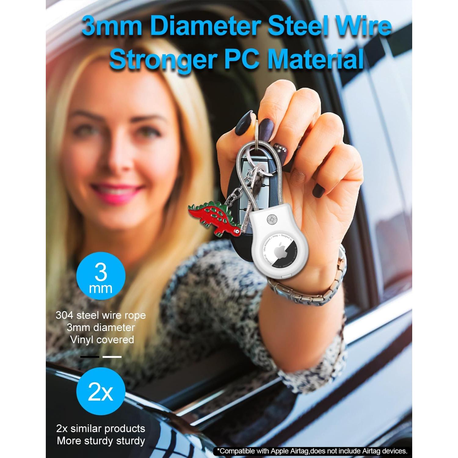 Soporte de Llavero Airtag SCALLOP con Cable de Acero 2 Piezas