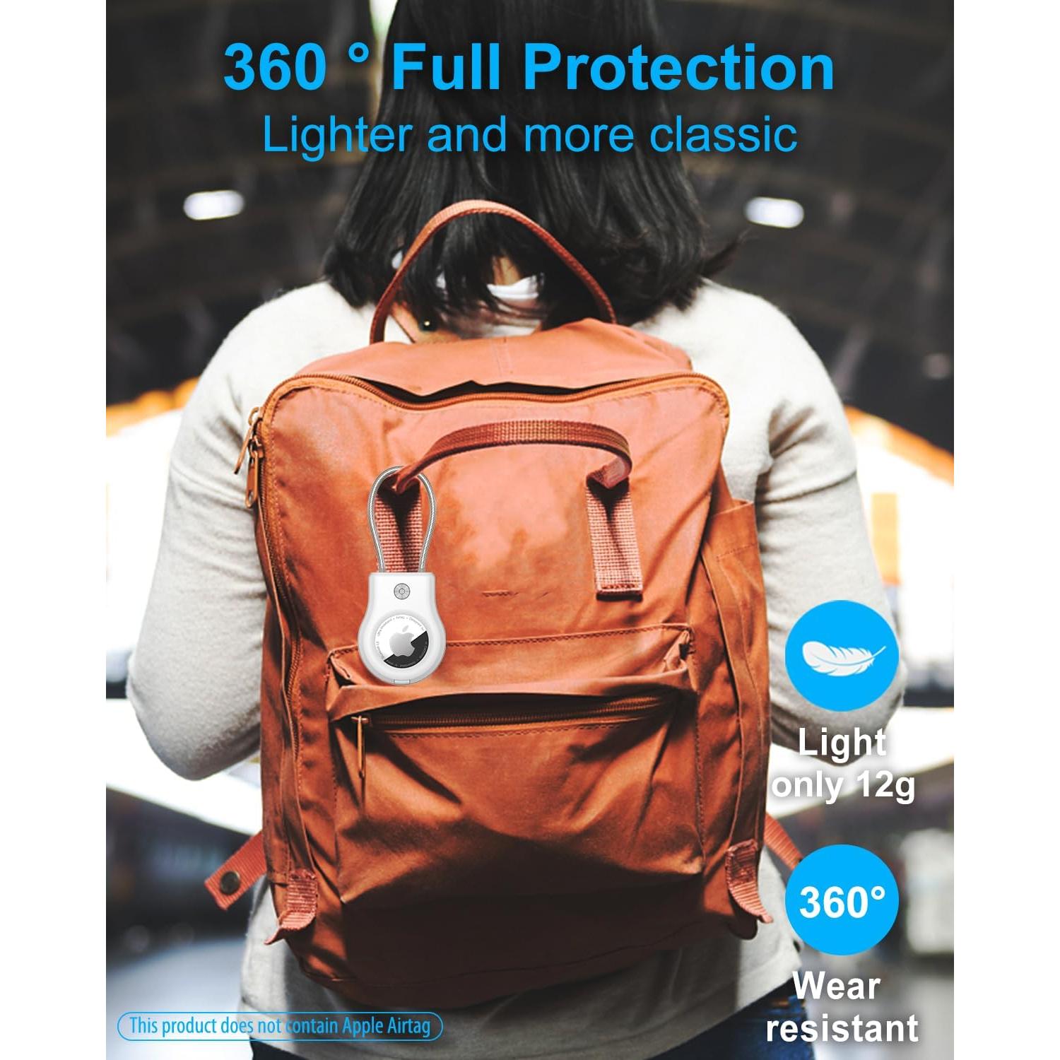 Soporte de Llavero Airtag SCALLOP con Cable de Acero 2 Piezas