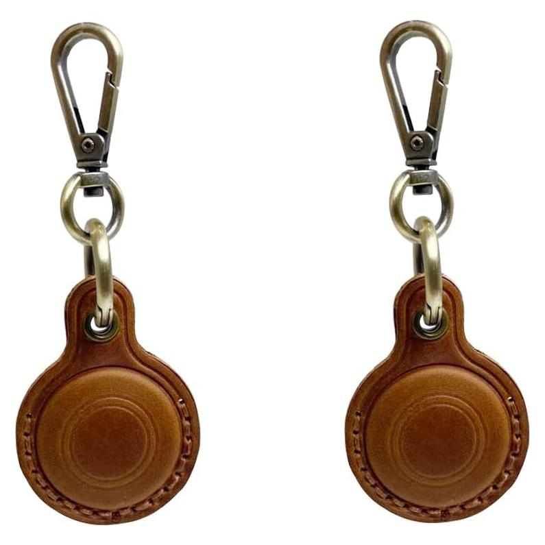 Funda de Cuero Marrón para AirTag Mingchen - 2 Piezas