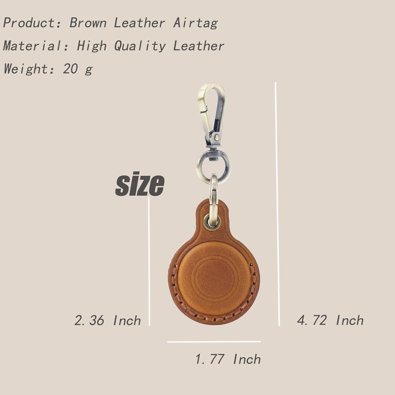 Funda de Cuero Marrón para AirTag Mingchen - 2 Piezas