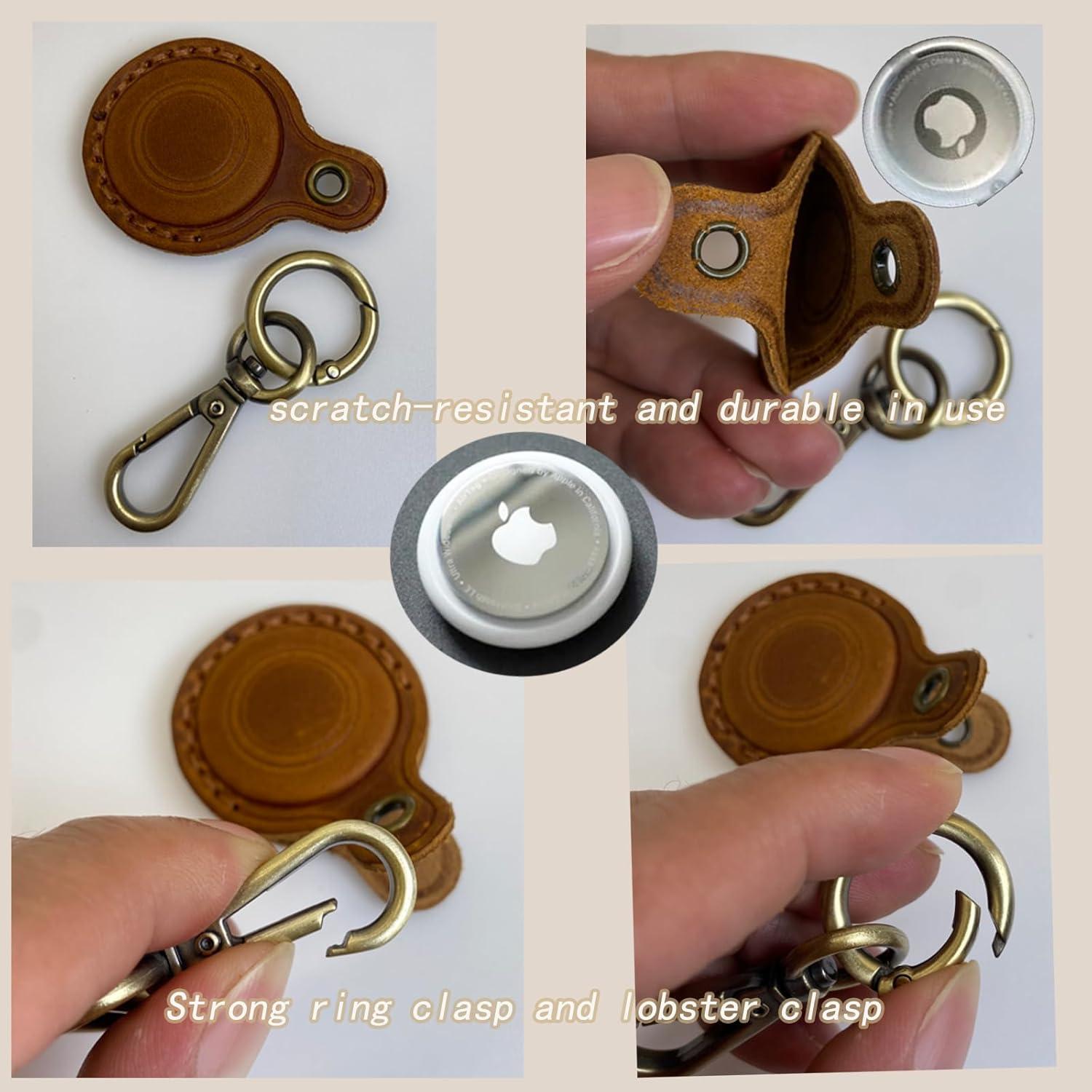 Funda de Cuero Marrón para AirTag Mingchen - 2 Piezas