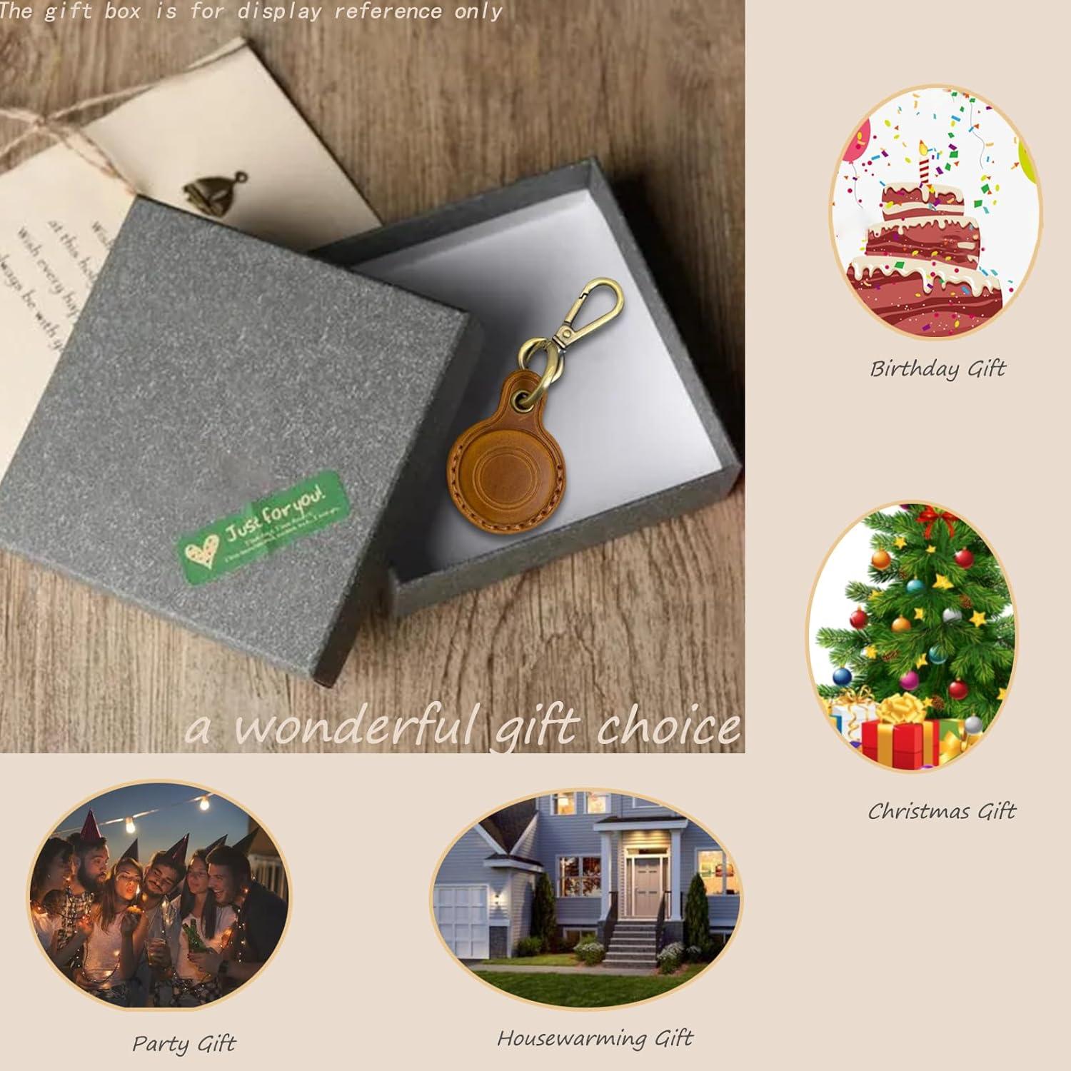 Funda de Cuero Marrón para AirTag Mingchen - 2 Piezas