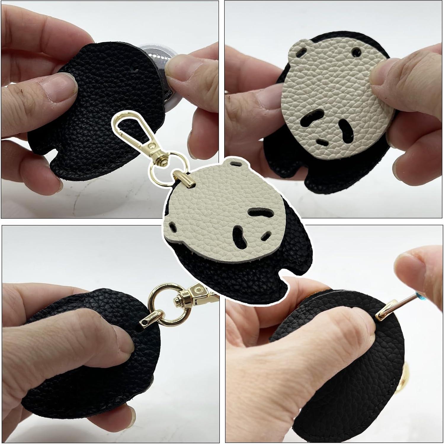 Soporte de llavero de cuero Della Stella Panda para AirTag