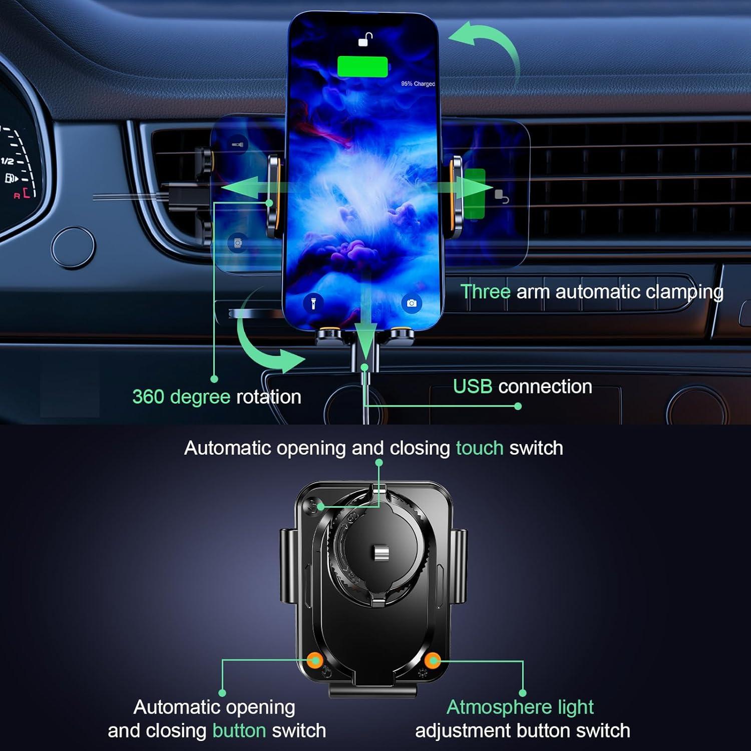 Cargador de coche inalámbrico Llxgab 15W con Find My iOS