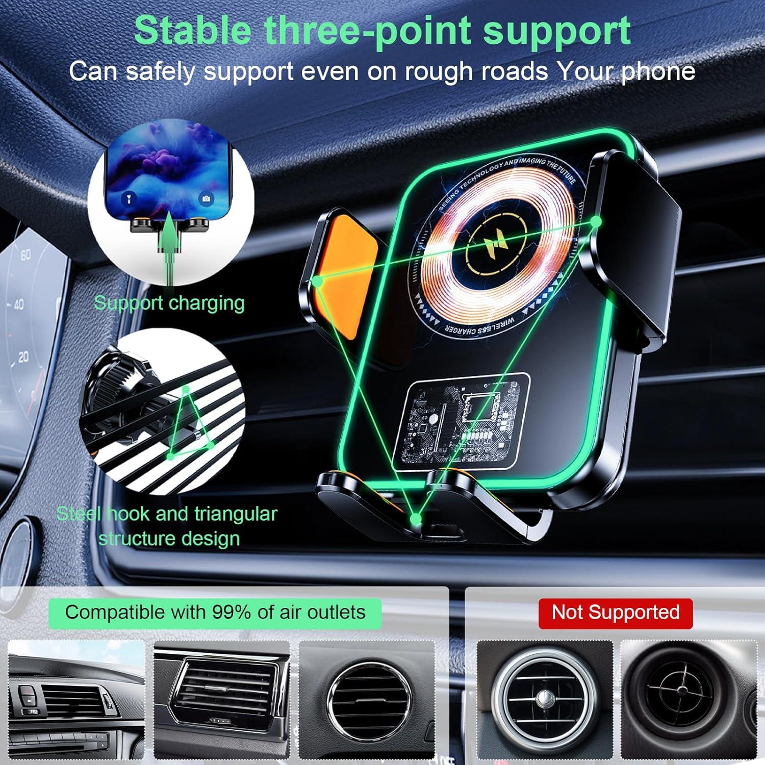 Cargador de coche inalámbrico Llxgab 15W con Find My iOS