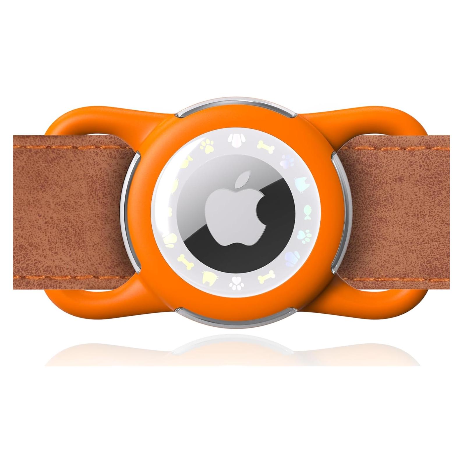 Soporte Airtag para Perro WhoseID Naranja Impermeable Silicona