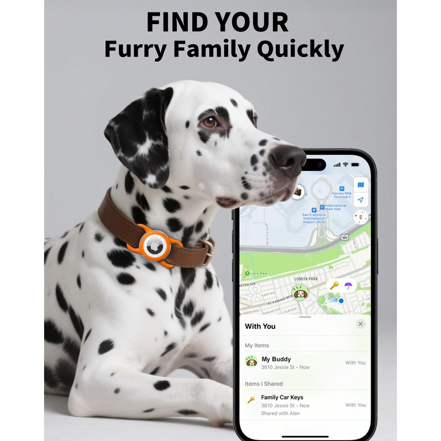 Soporte Airtag para Perro WhoseID Naranja Impermeable Silicona