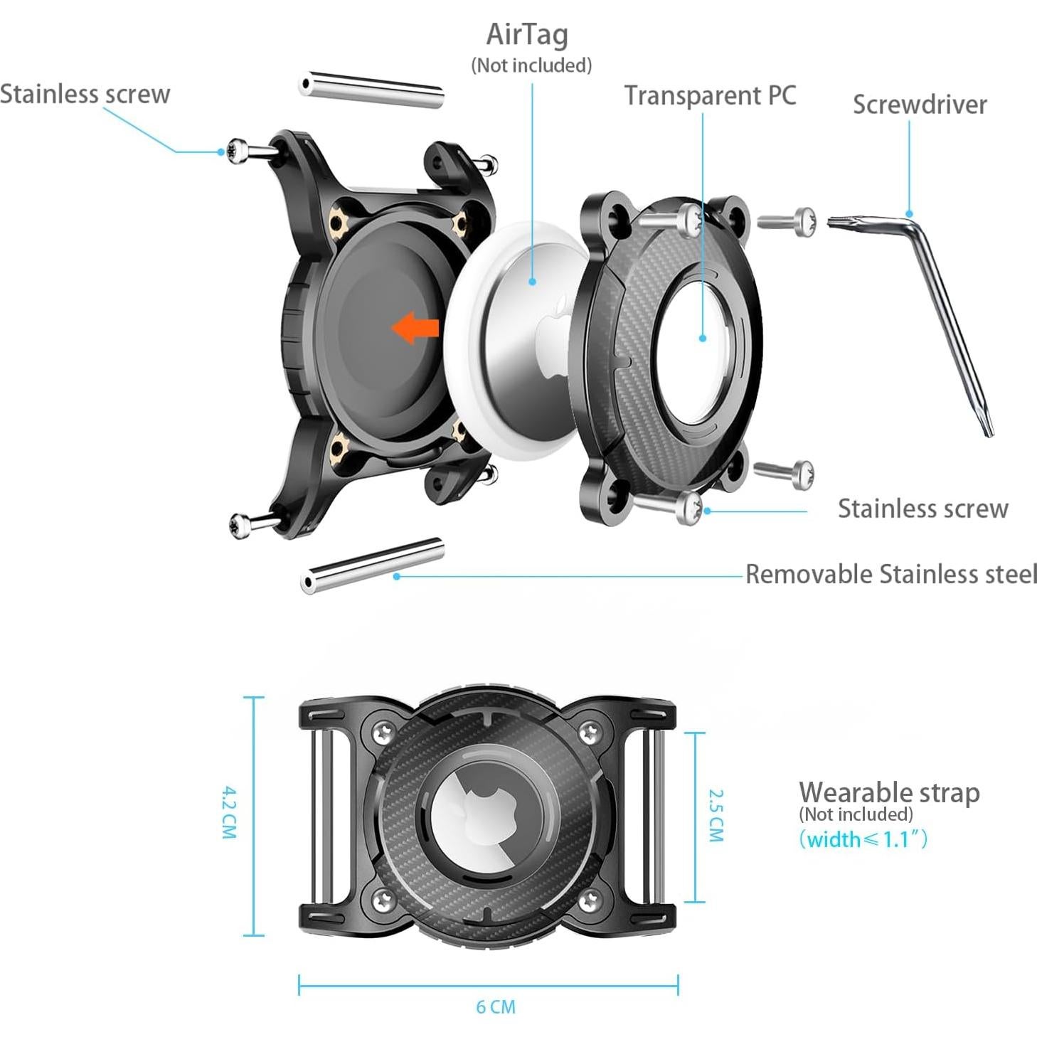 Soporte de Collar para Perro AirTag Sichy Rojo Impermeable IPX8