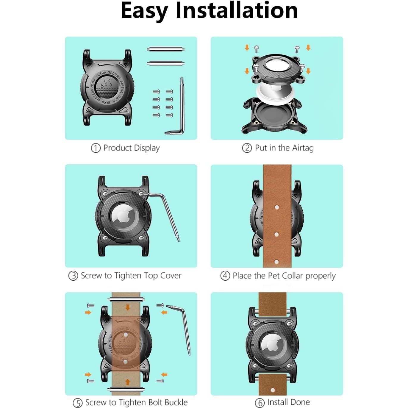 Soporte de Collar para Perro AirTag Sichy Rojo Impermeable IPX8