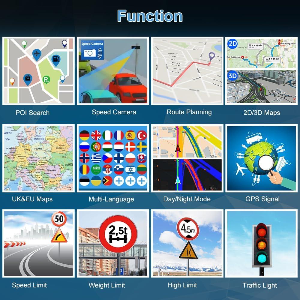 GPS para Coche AWESAFE 7" Pantalla Táctil Mapa 2025