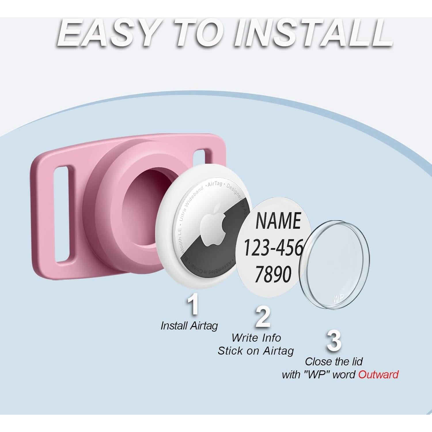 Soporte para Collar de Perro IP68 LANIMO para Air Tag Rosa/Blanco