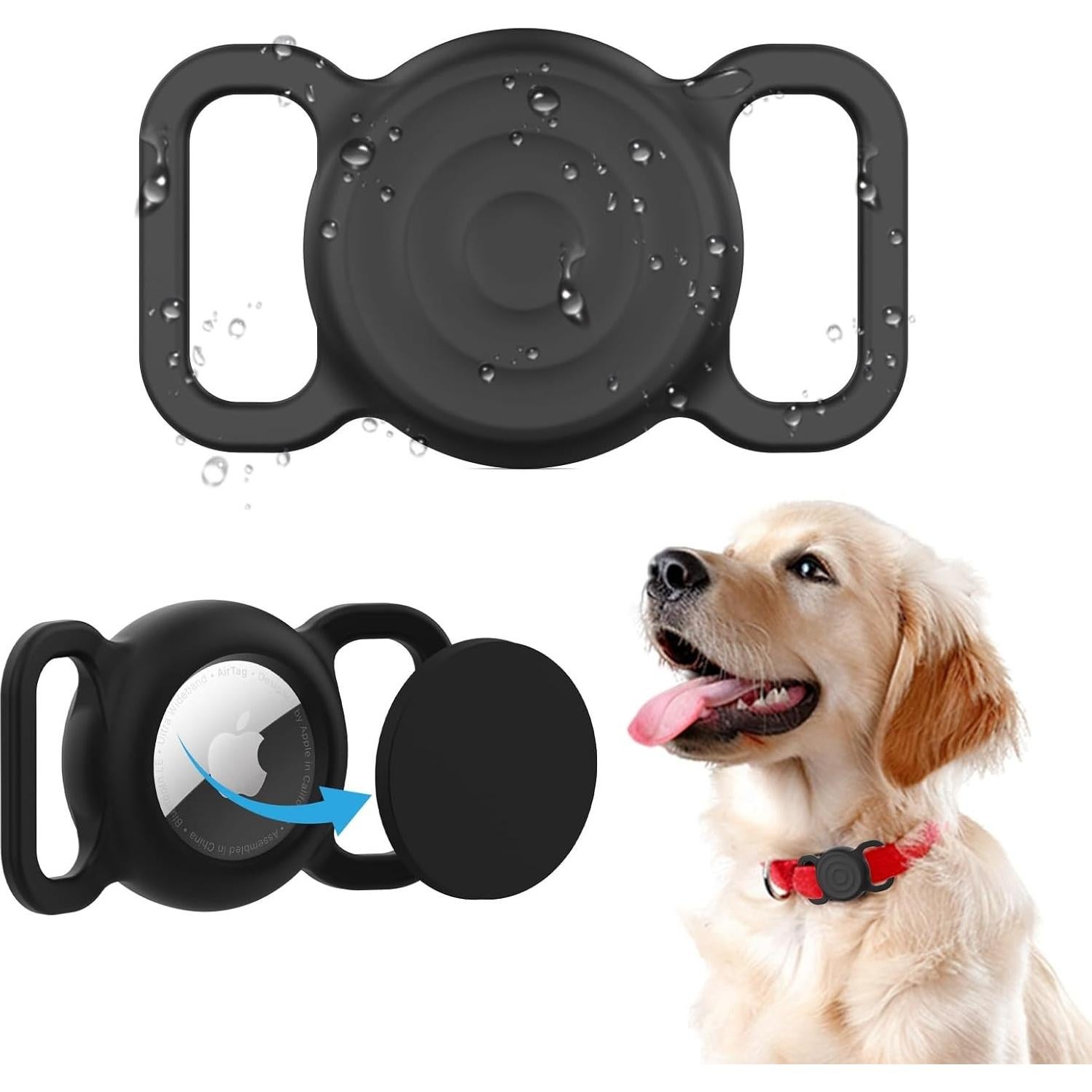 Soporte para Collar de Perro Wagtune con Funda Airtag Negra